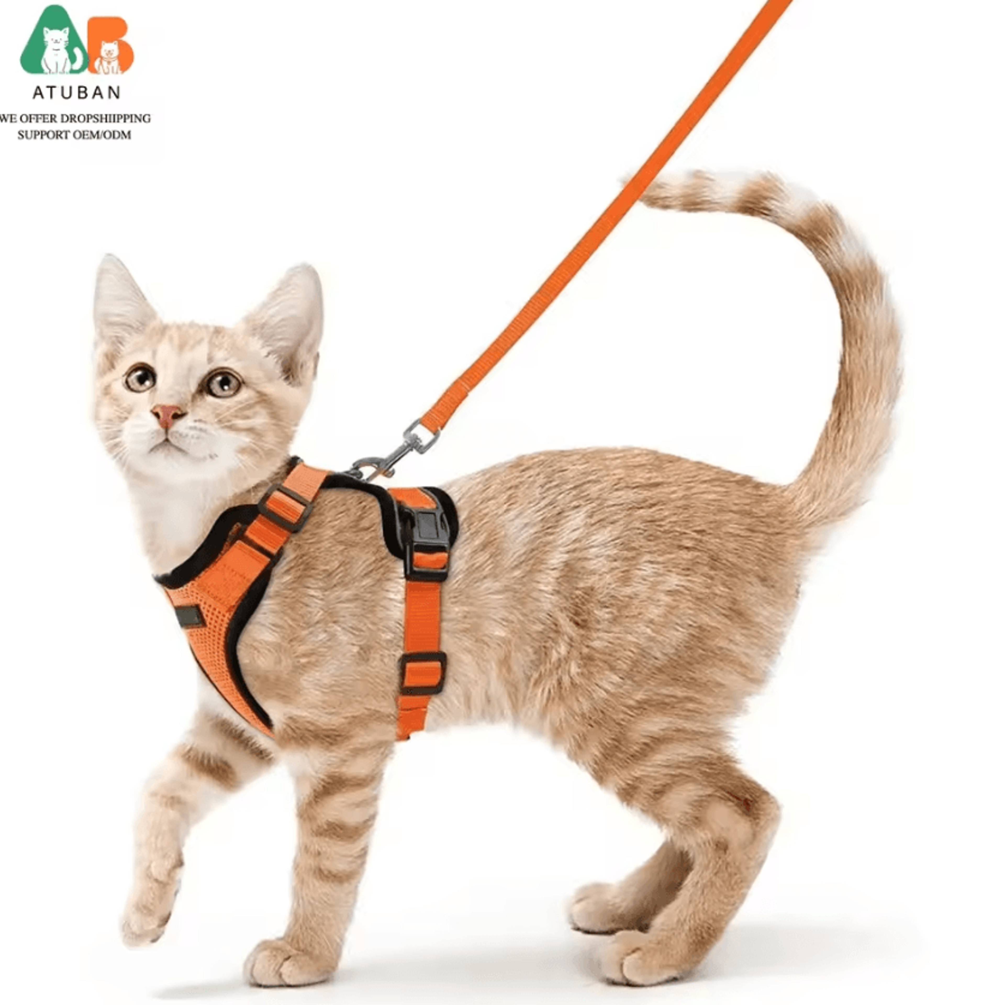 atuban escapeguard reflective cat harness & leash set