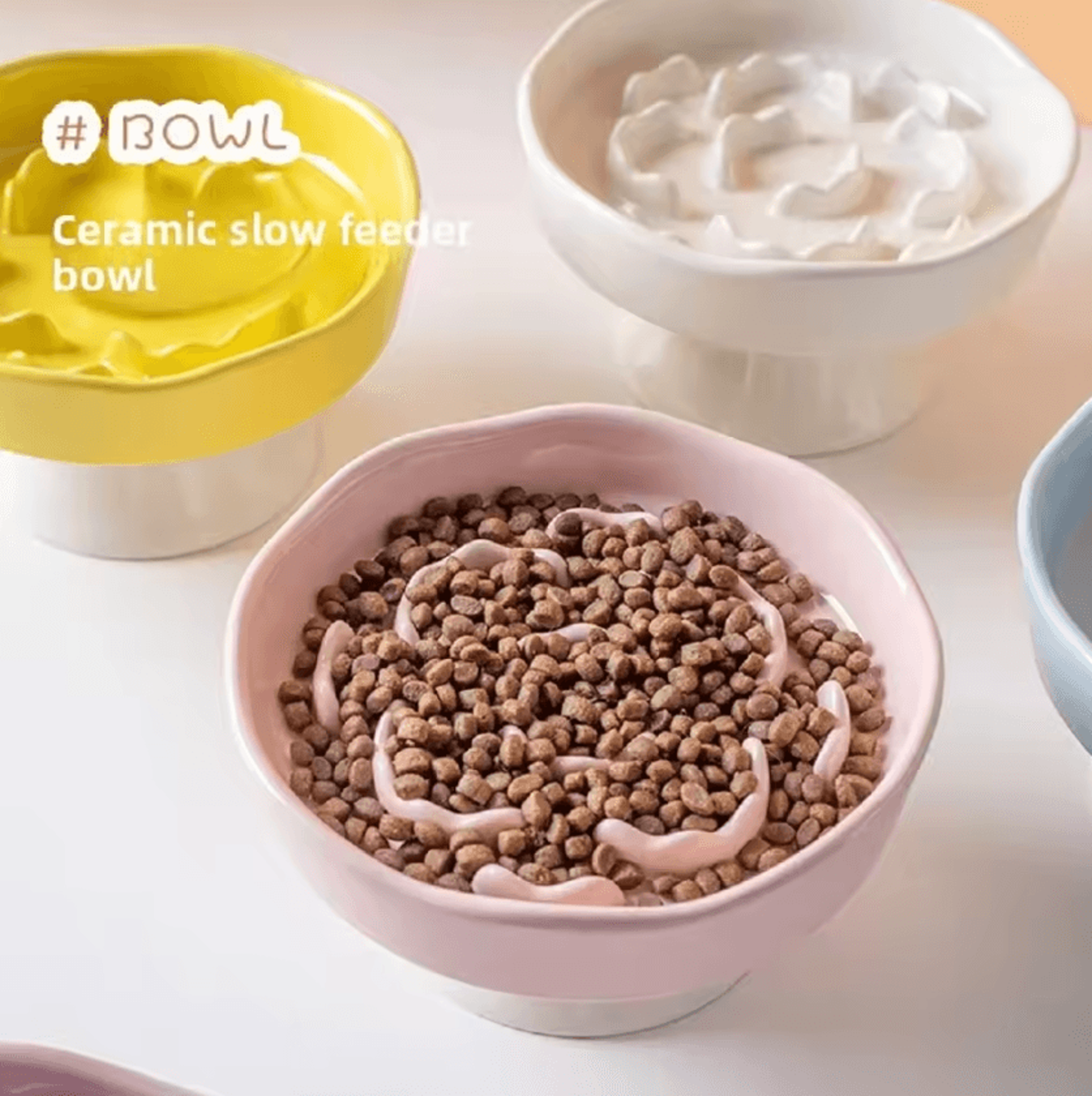 elevaguard ceramic slow feeder cat bowl with high stand