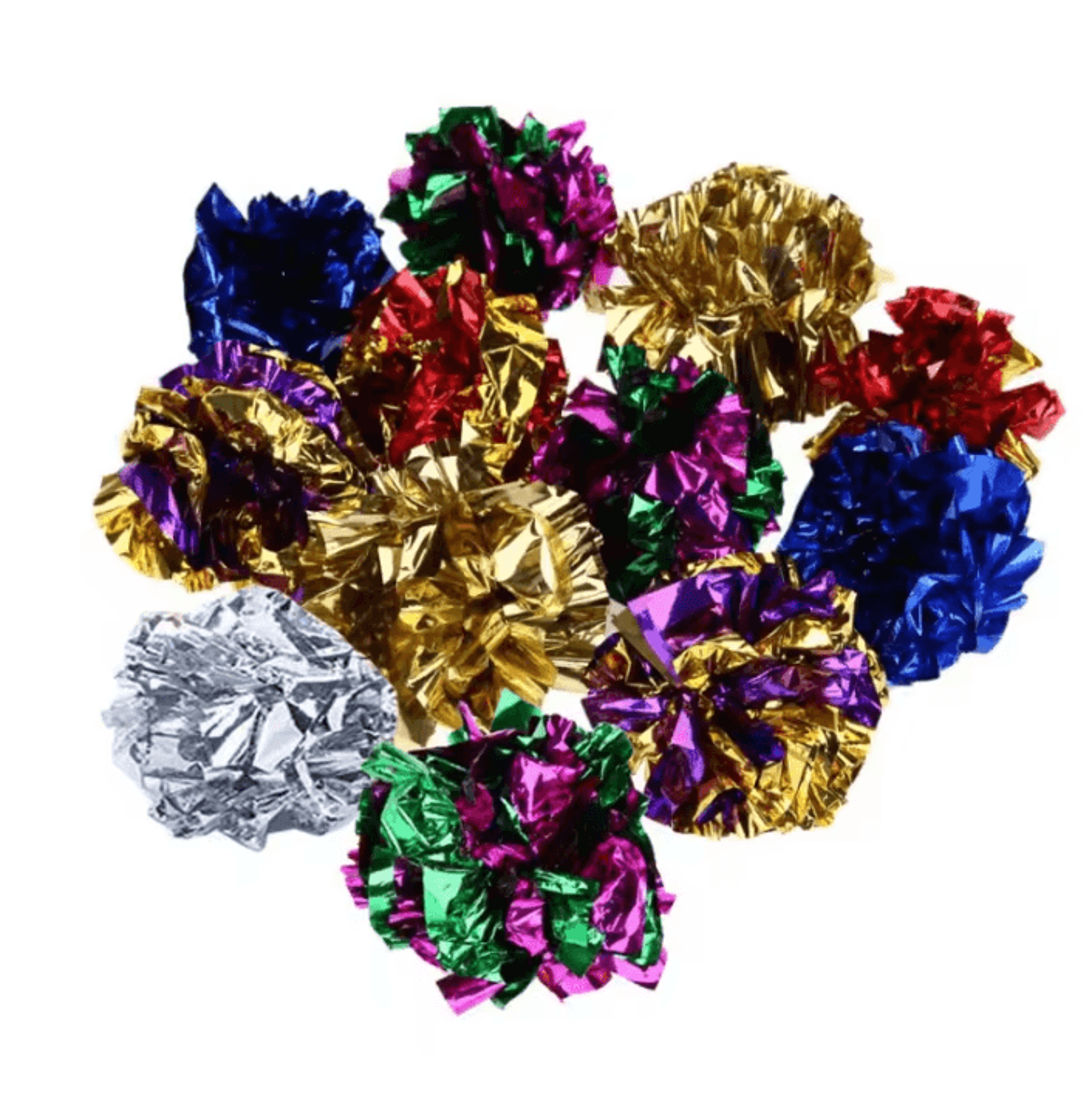 crinklepop colorful mylar cat toy ball set