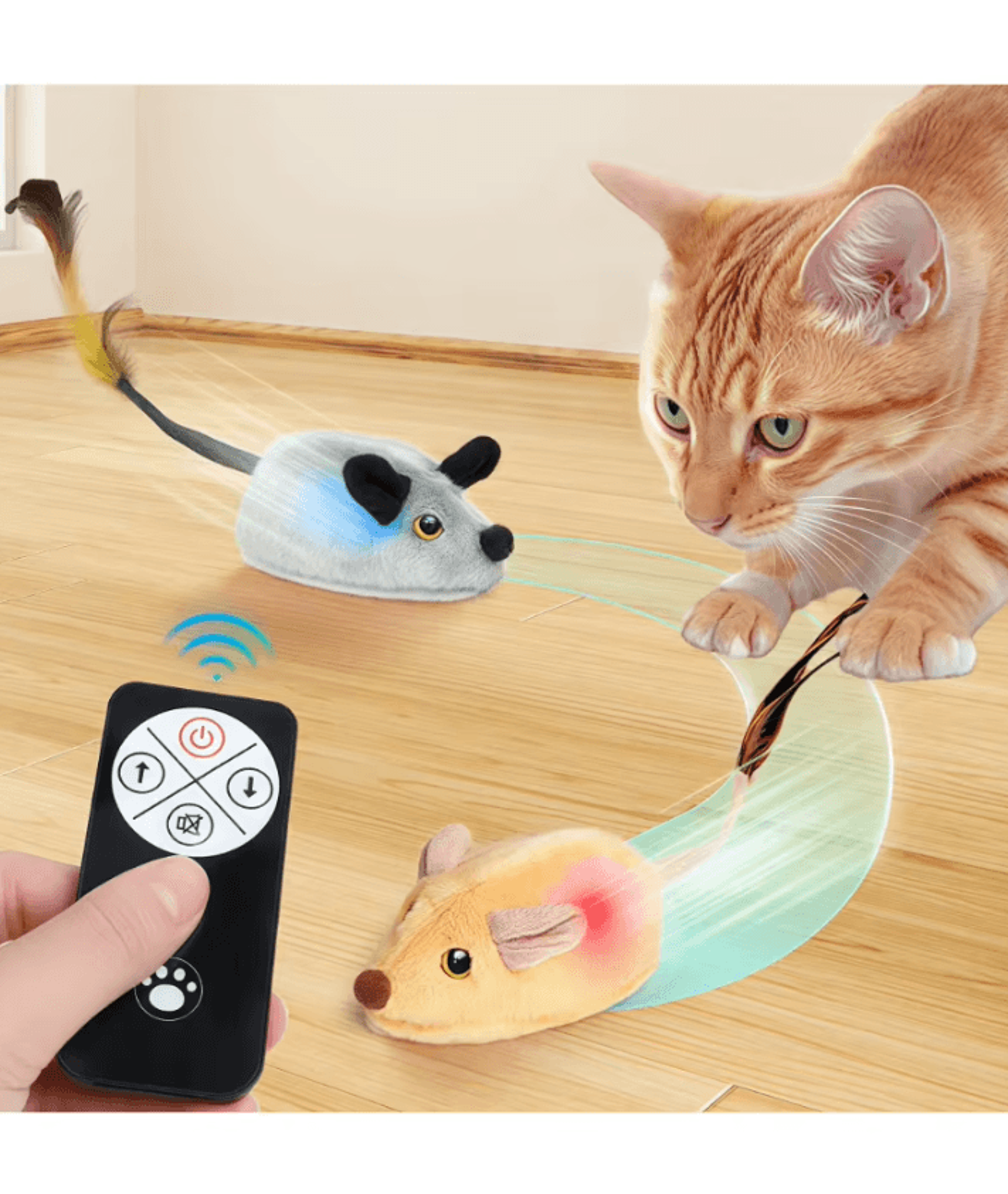 squeakymouse motion-sensing interactive cat toy