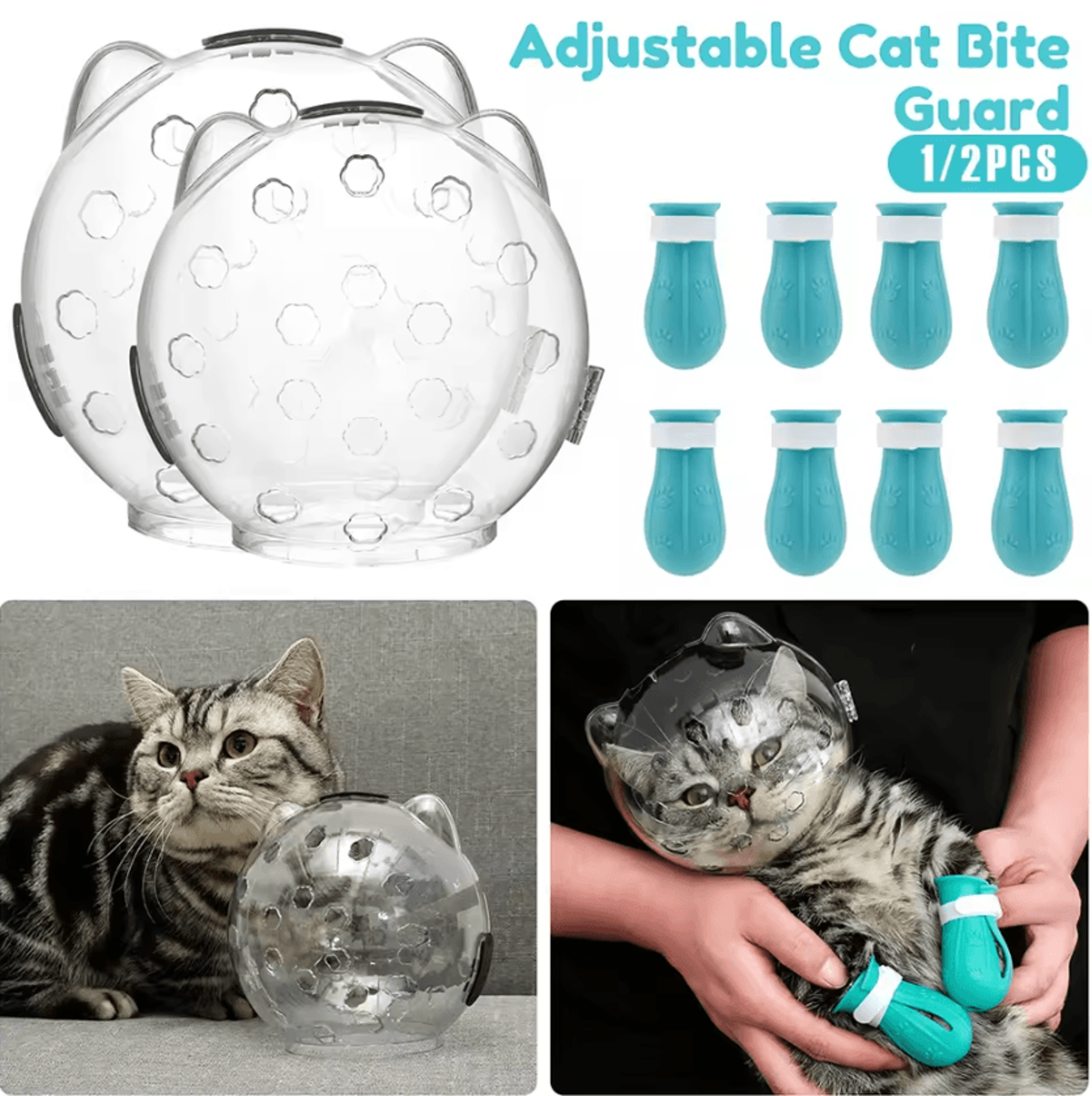 safepaws anti-bite cat grooming muzzle & paw protection set