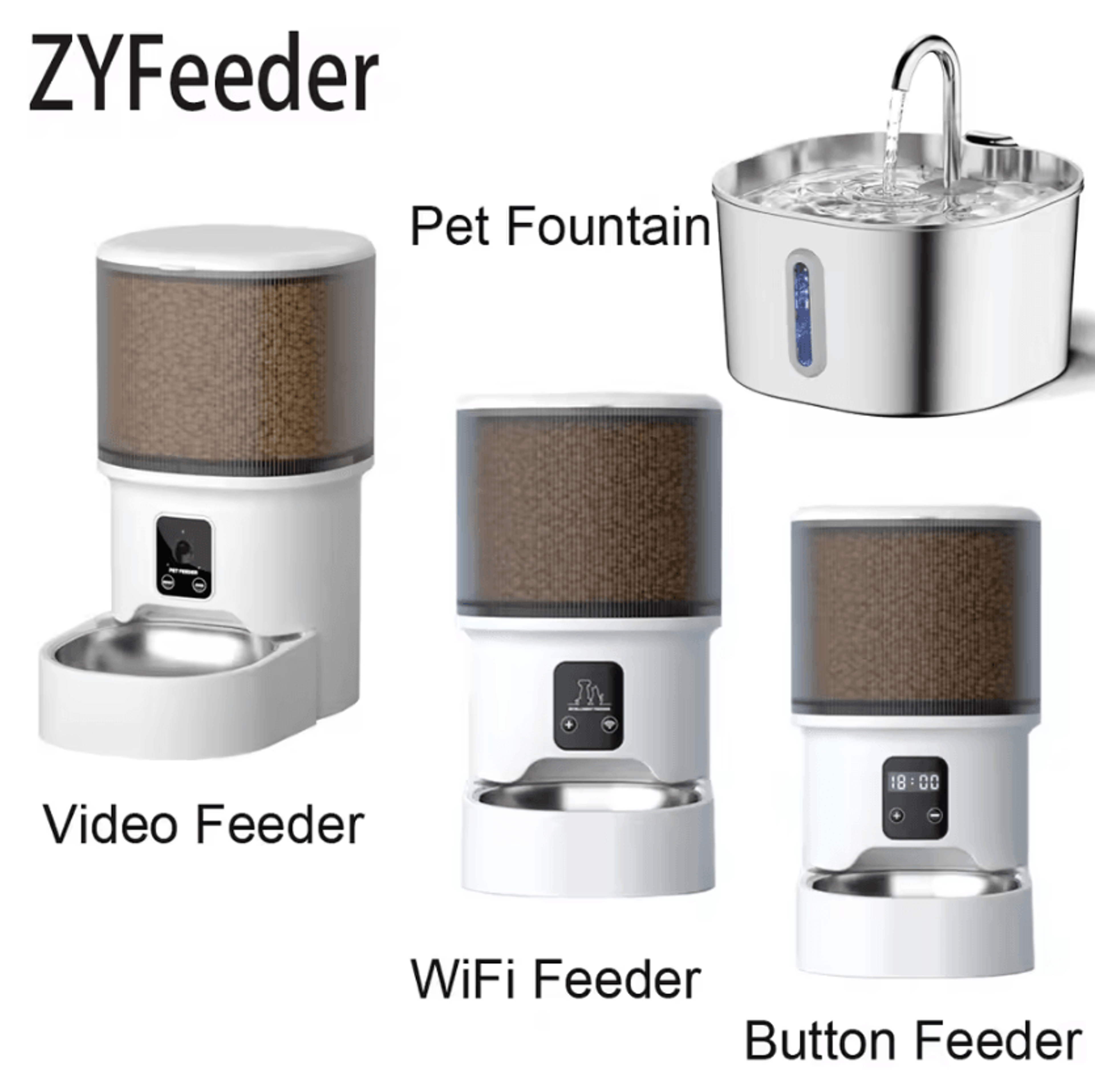 smart wifi video pet feeder & water fountain station