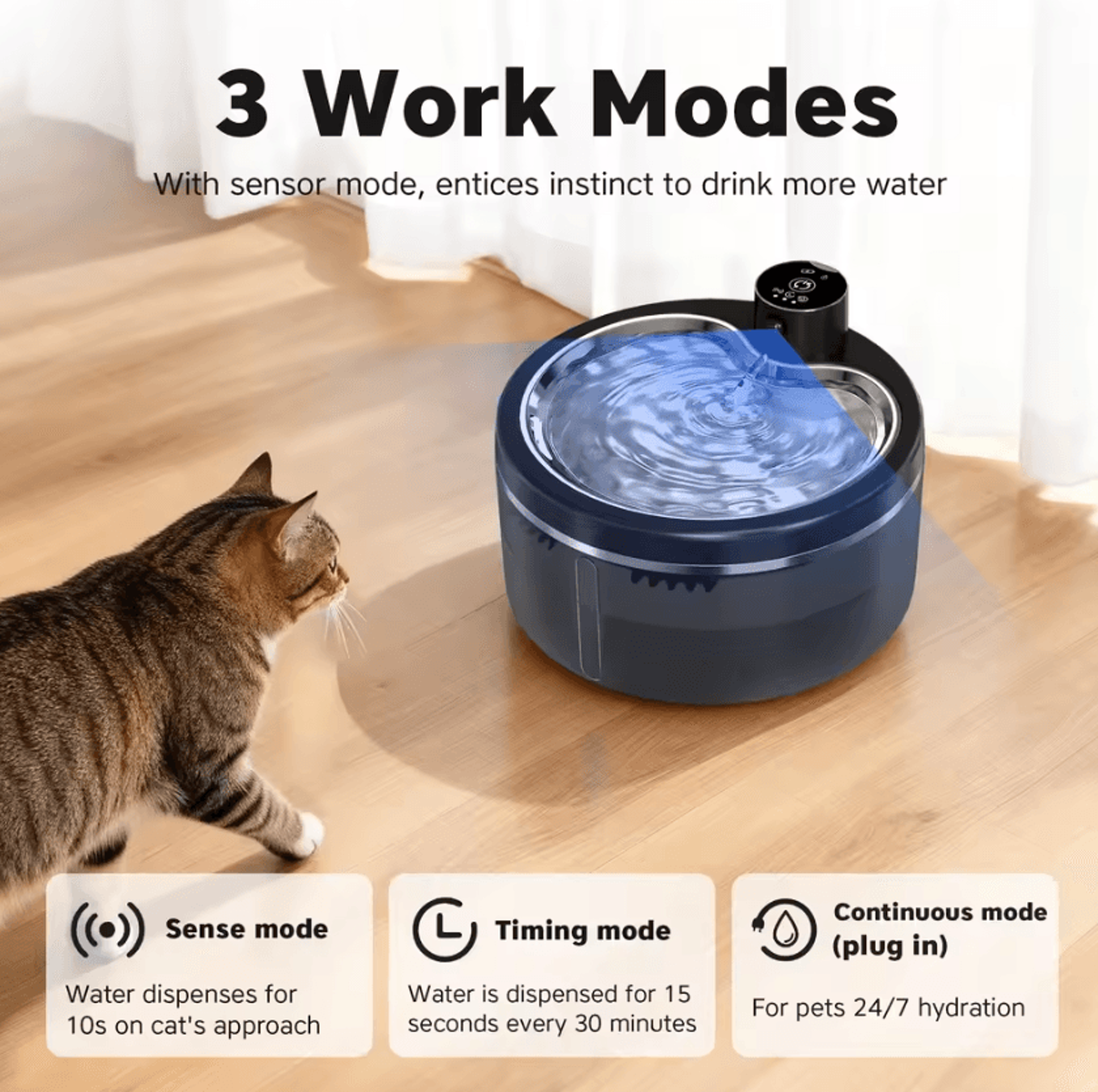 aquaflow wireless stainless steel cat water fountain