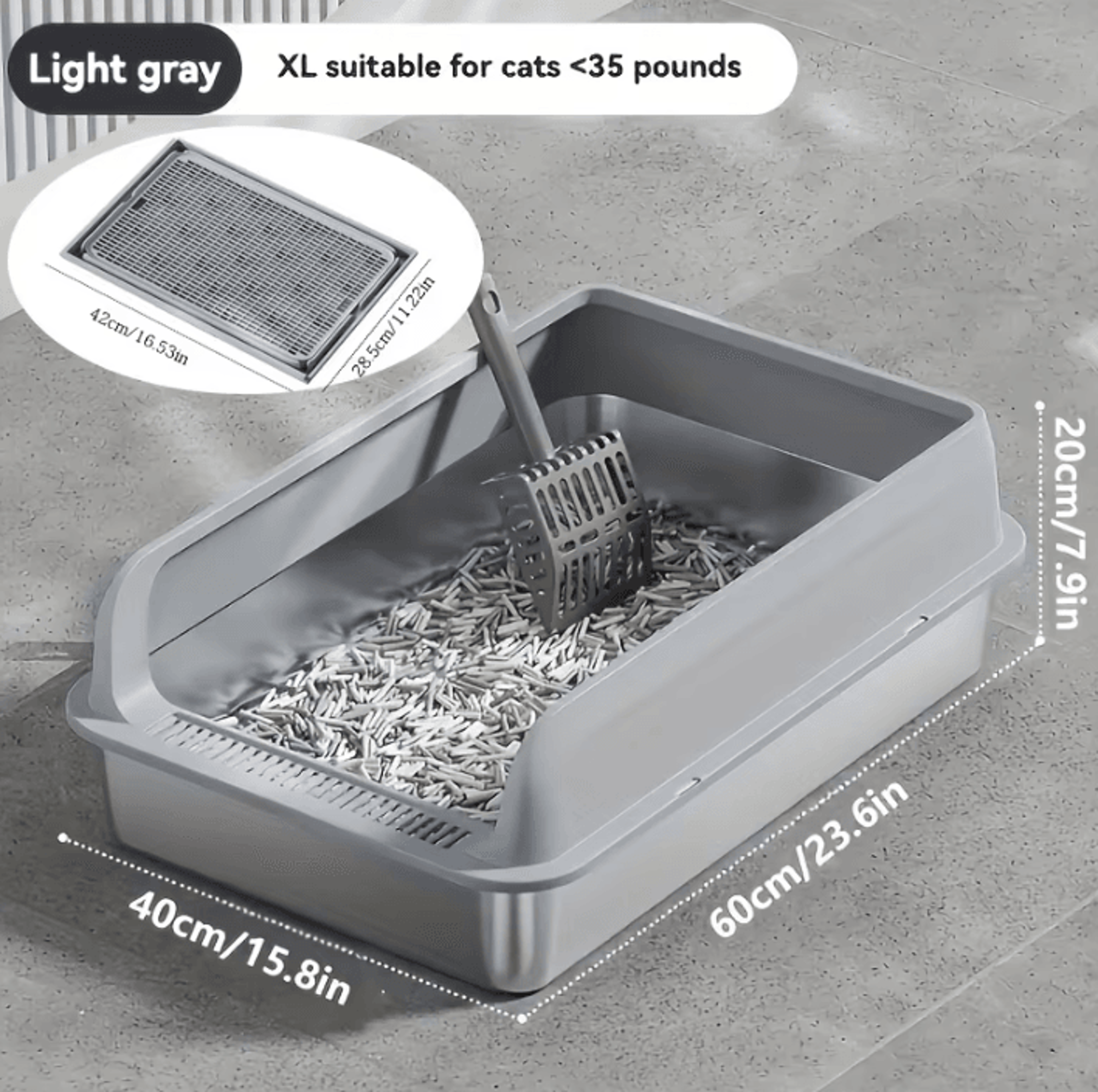 kemorela extra-large stainless steel covered cat litter box