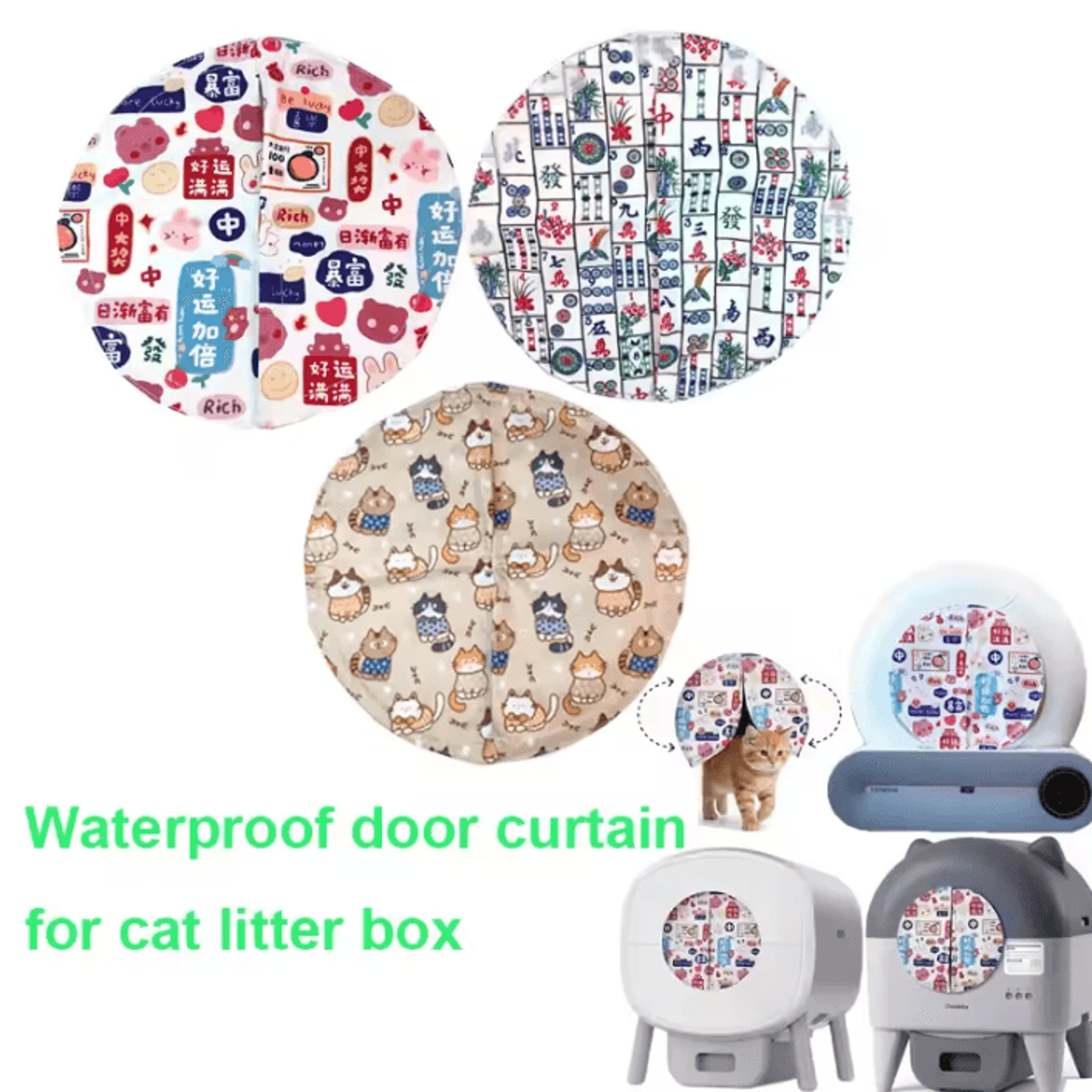 tonepie waterproof magnetic litter box door curtain
