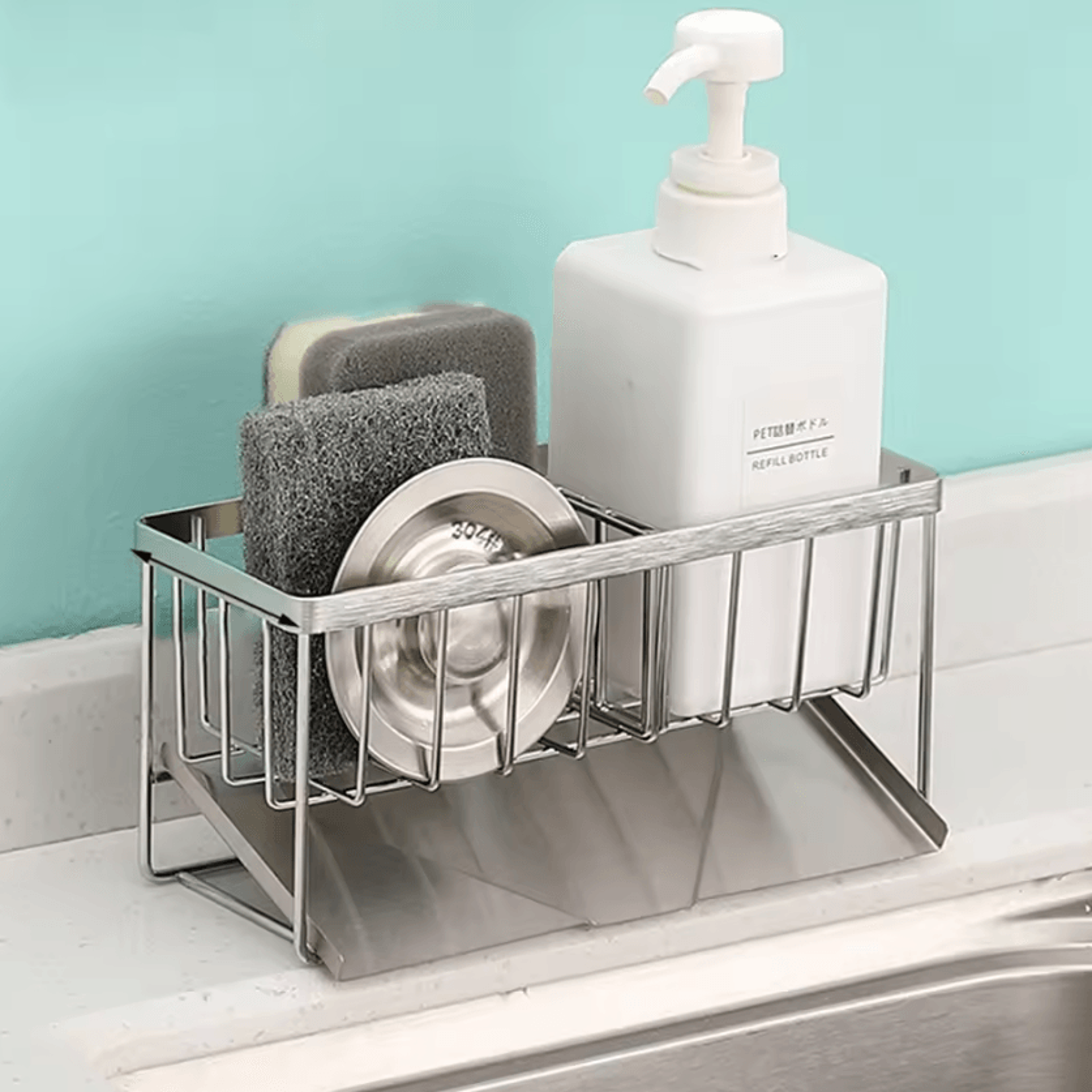 drydock stainless steel sink caddy organizer