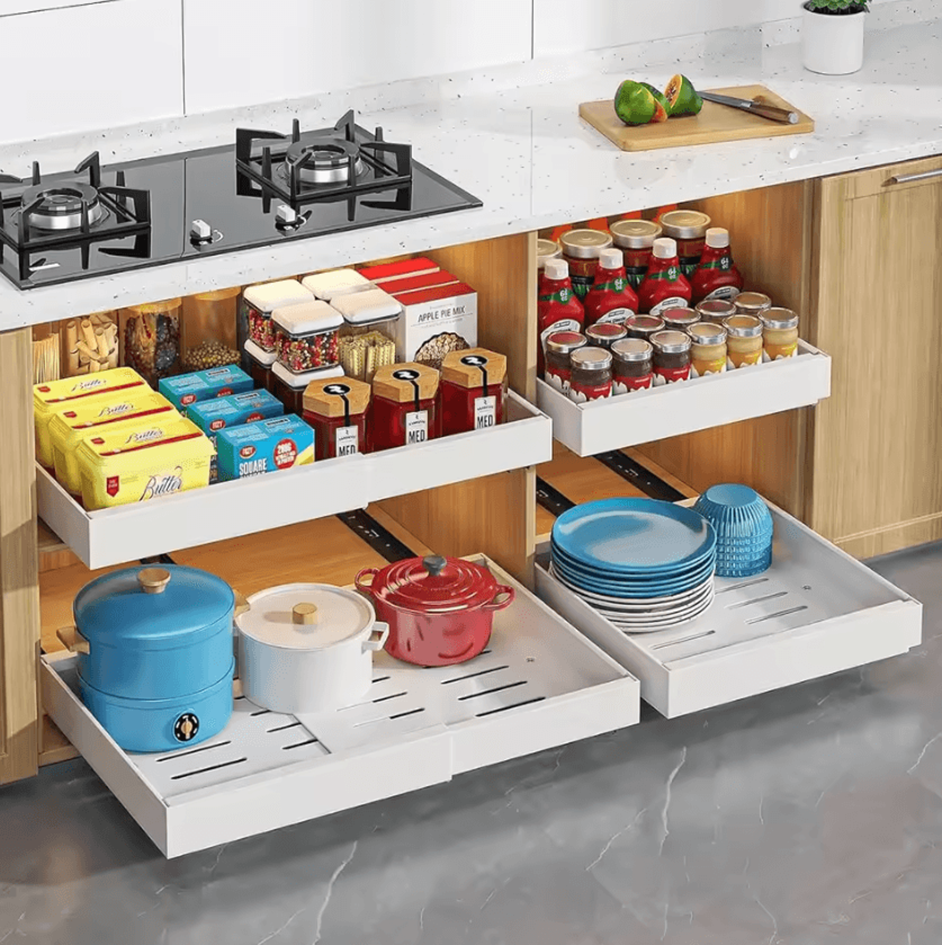 slidemax pull-out cabinet organizer & expandable storage drawer