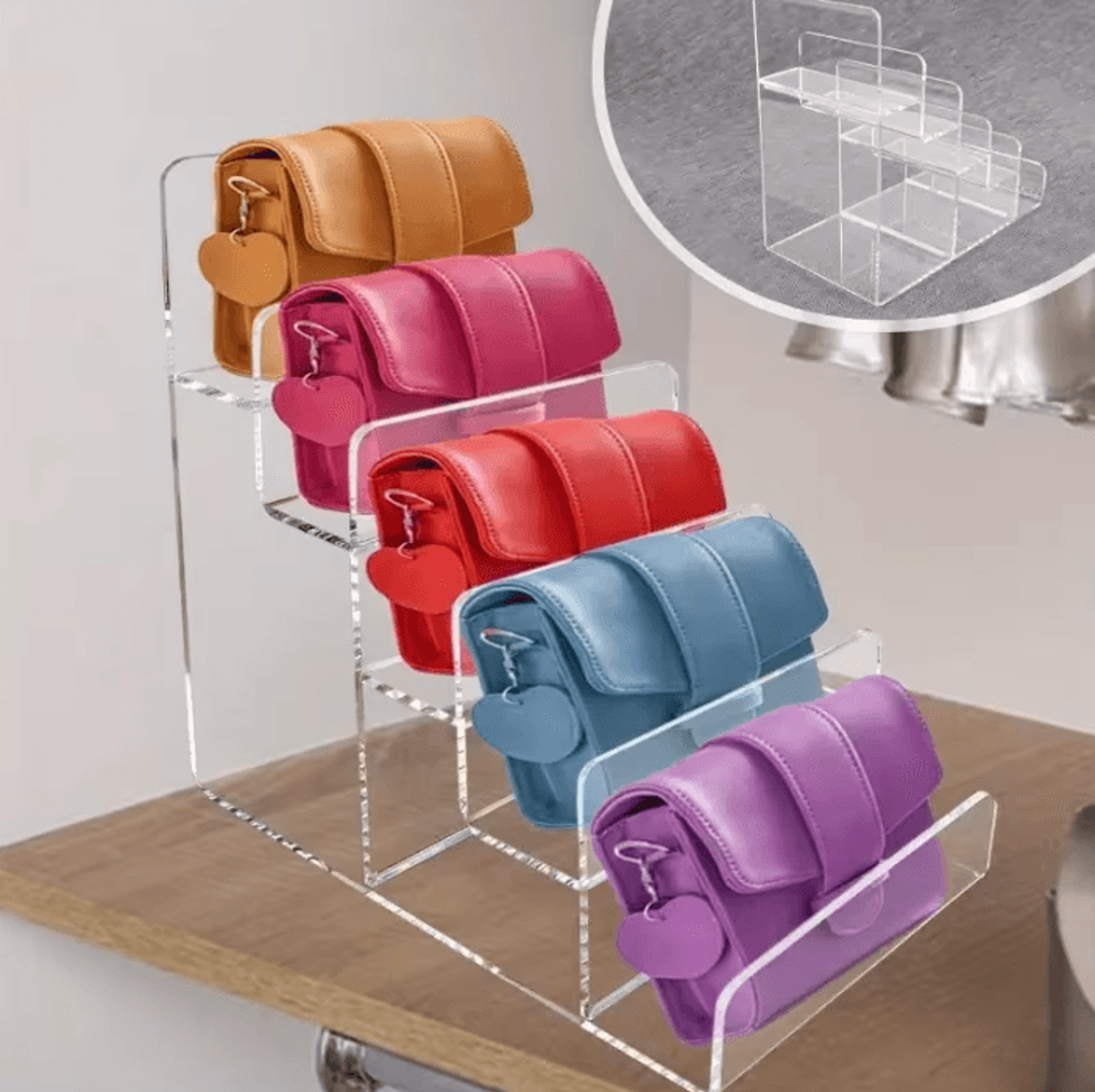 crystaltier acrylic display riser stand & multi-level organizer shelf