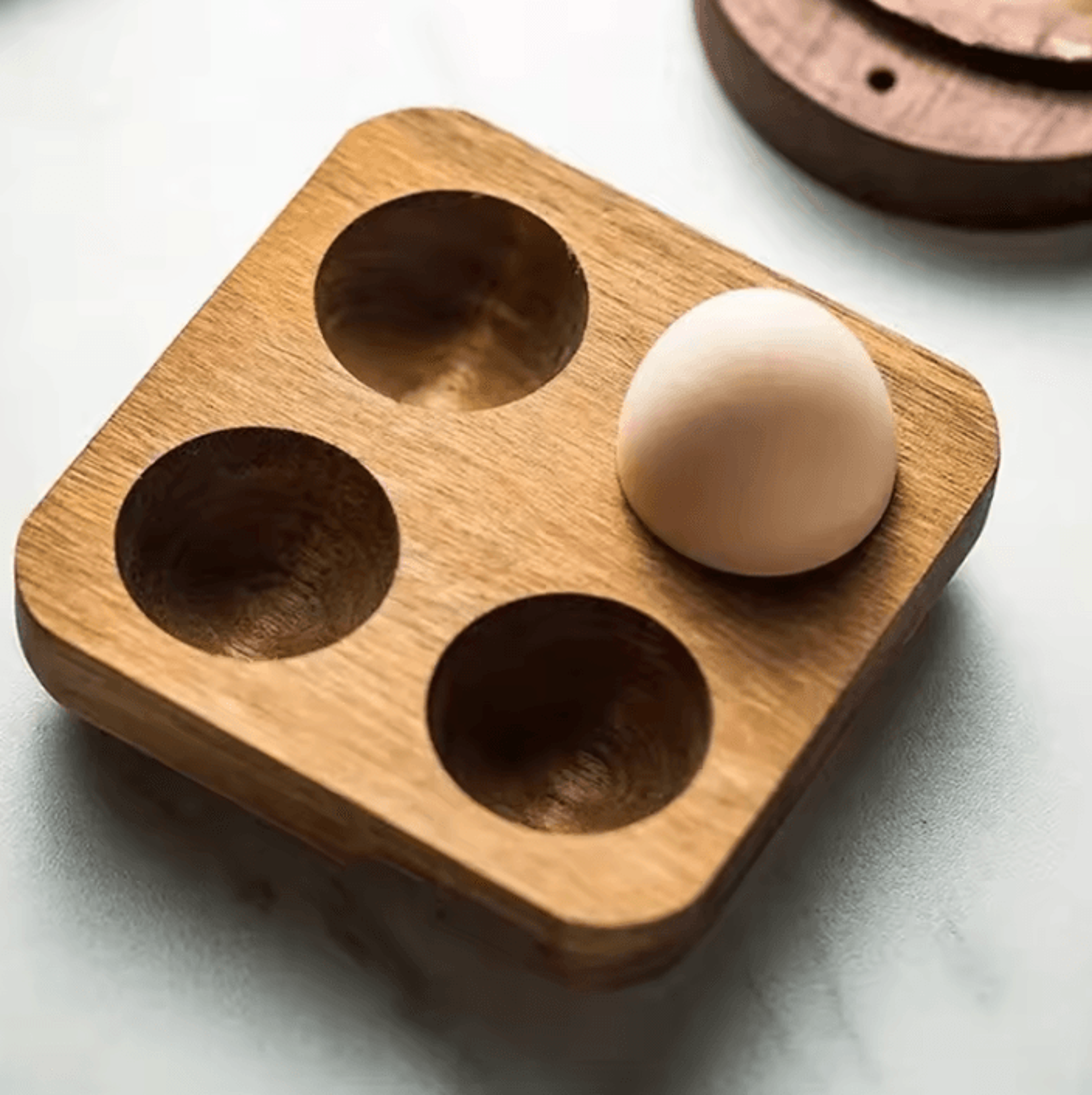 farmhousenest acacia wood egg holder & multi-compartment egg storage tray