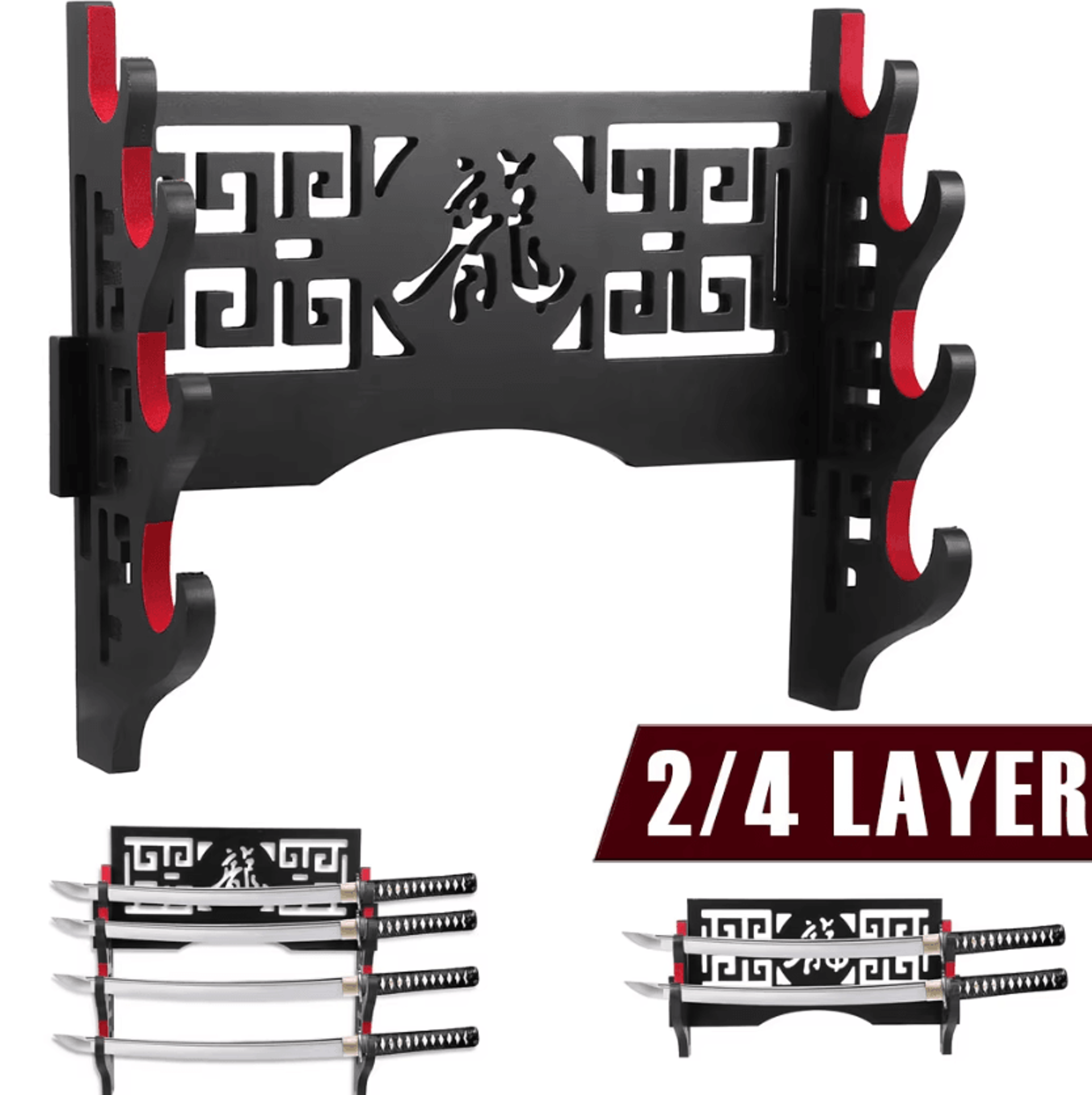 shadowblade wall-mounted katana display stand & wooden sword rack