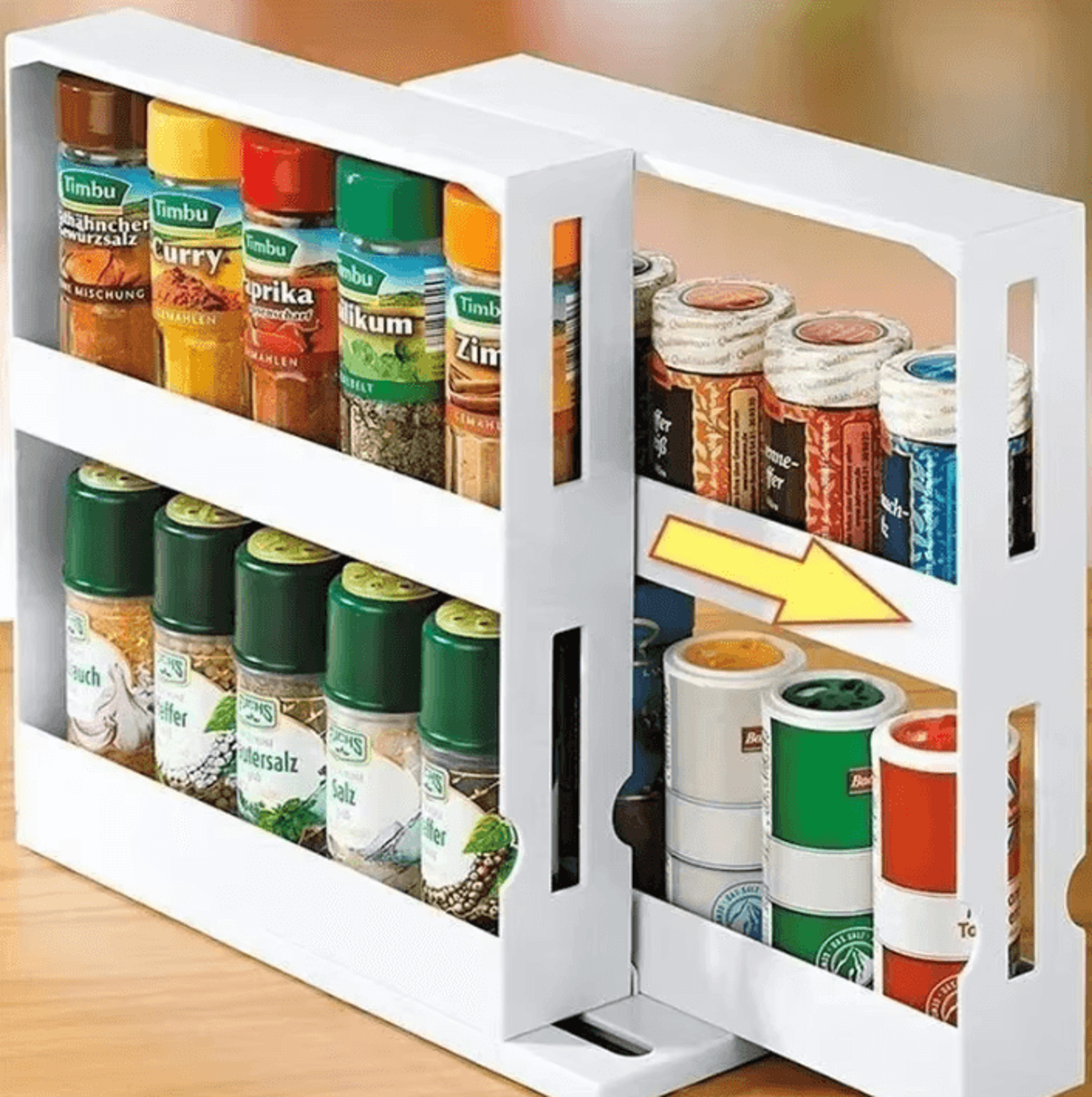 spintier 2-tier rotating spice rack & swivel storage organizer
