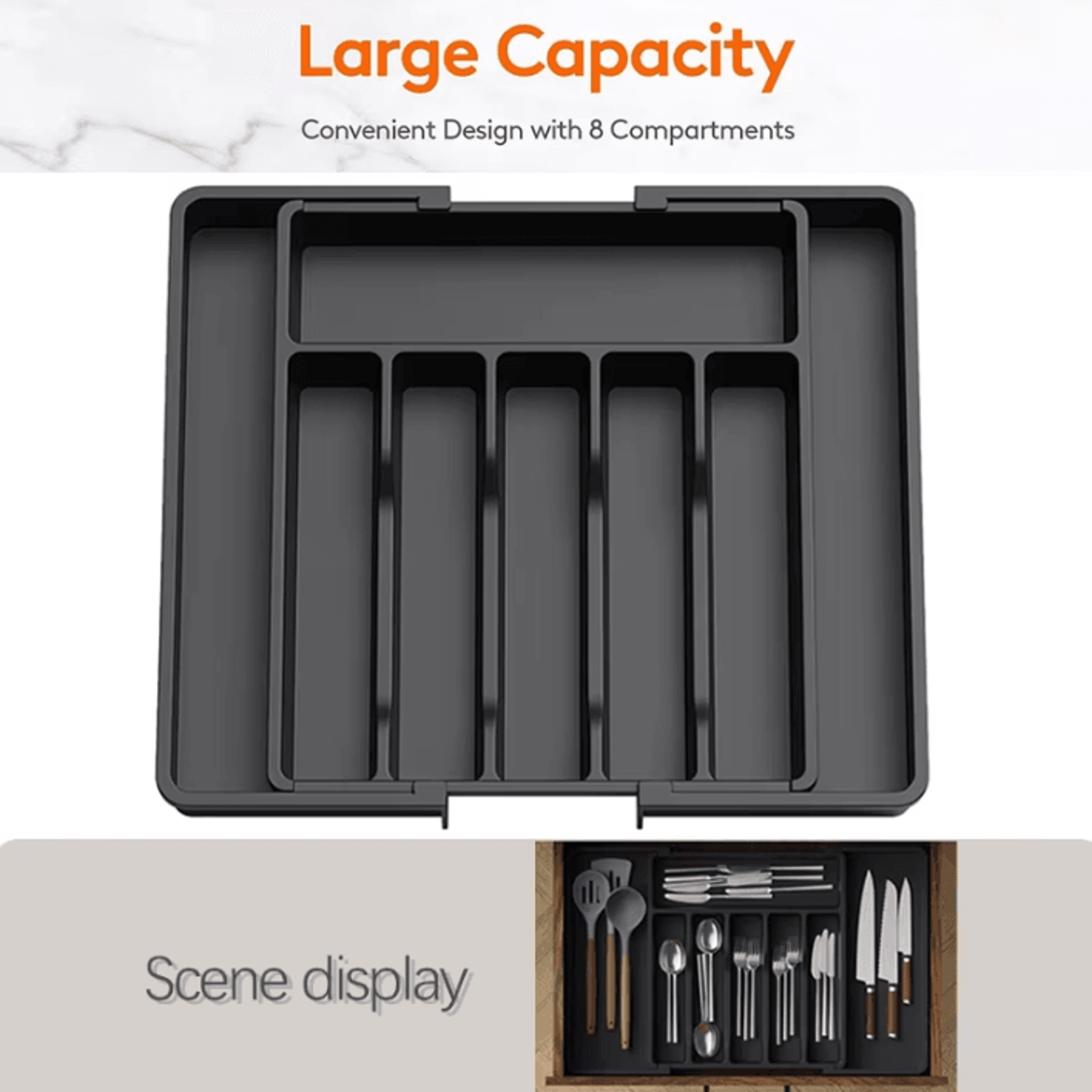 flexfit expandable cutlery tray organizer & adjustable silverware drawer divider