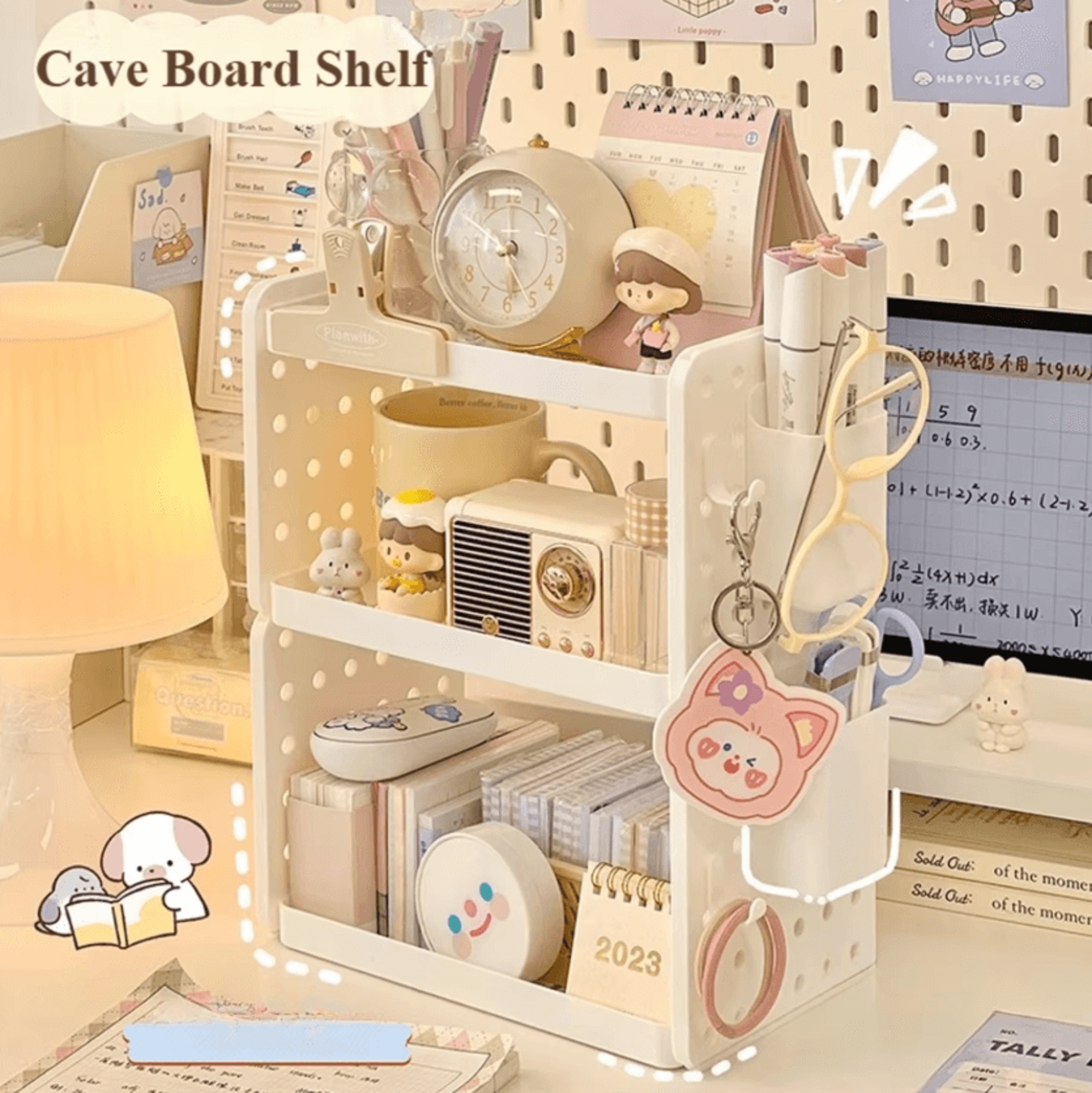 deskhub 3-tier desktop organizer shelf & pegboard office storage station