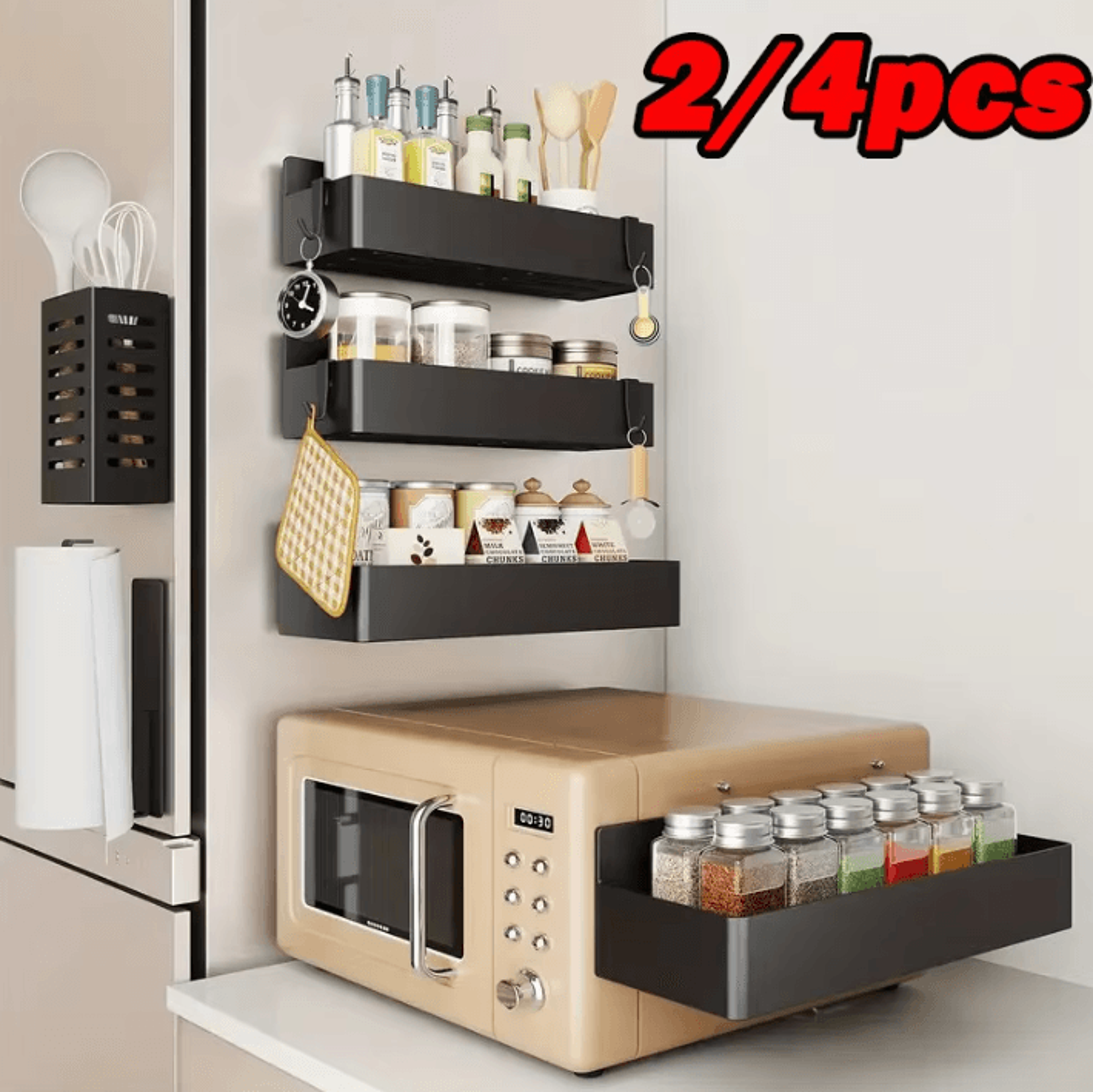 magnishelf magnetic storage rack & refrigerator organizer basket