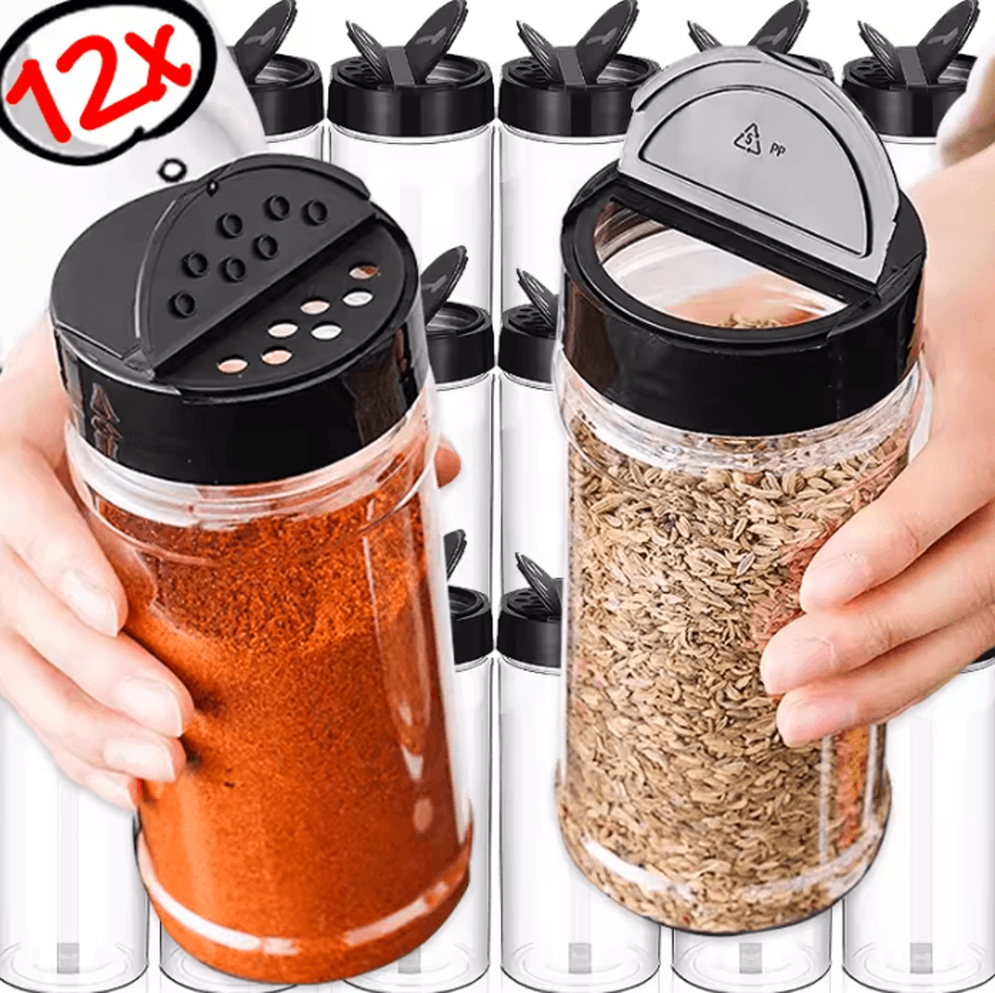 spicekeeper shaker spice jar set & transparent seasoning containers