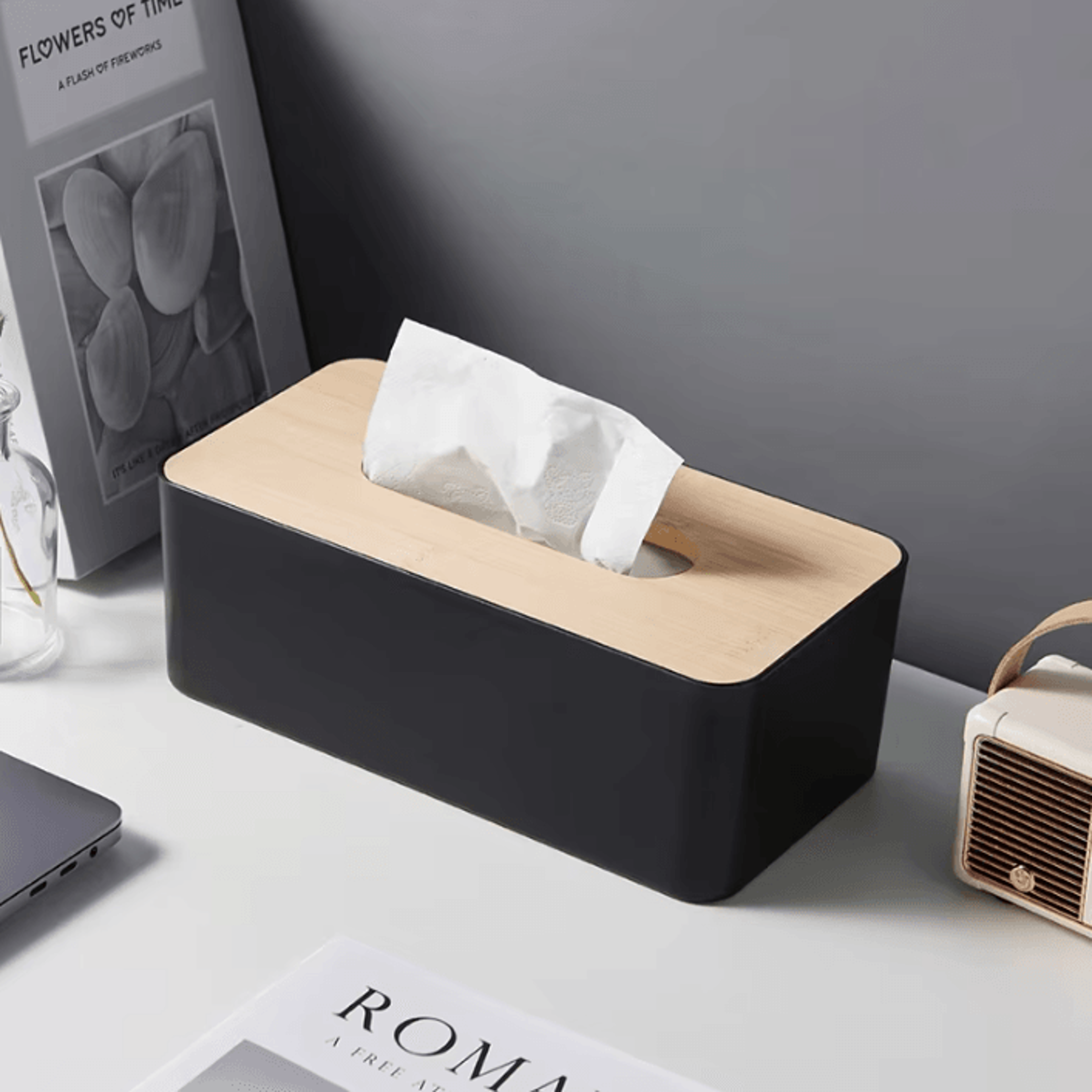 bambooluxe tissue box cover & waterproof tissue holder