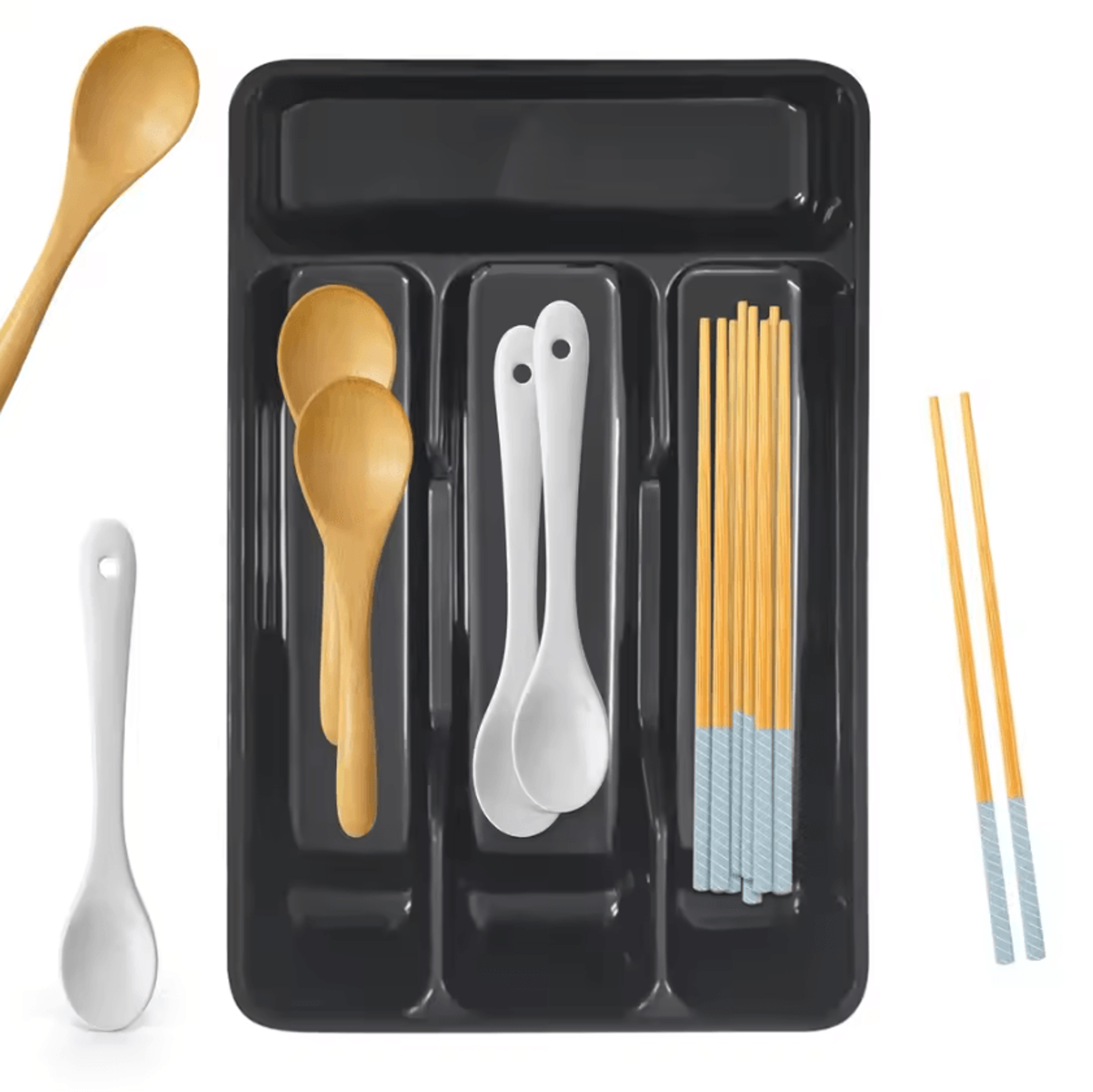 neatsort compact silverware organizer & 4-compartment flatware tray