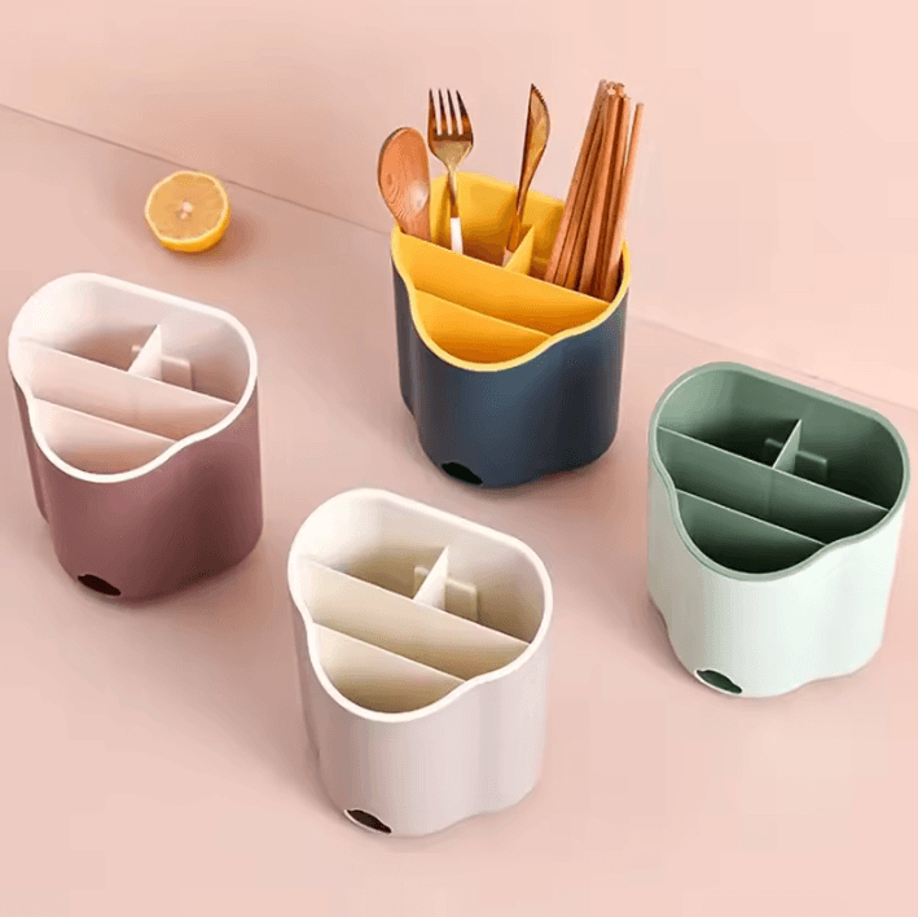 dryflow double-layer cutlery drainer organizer