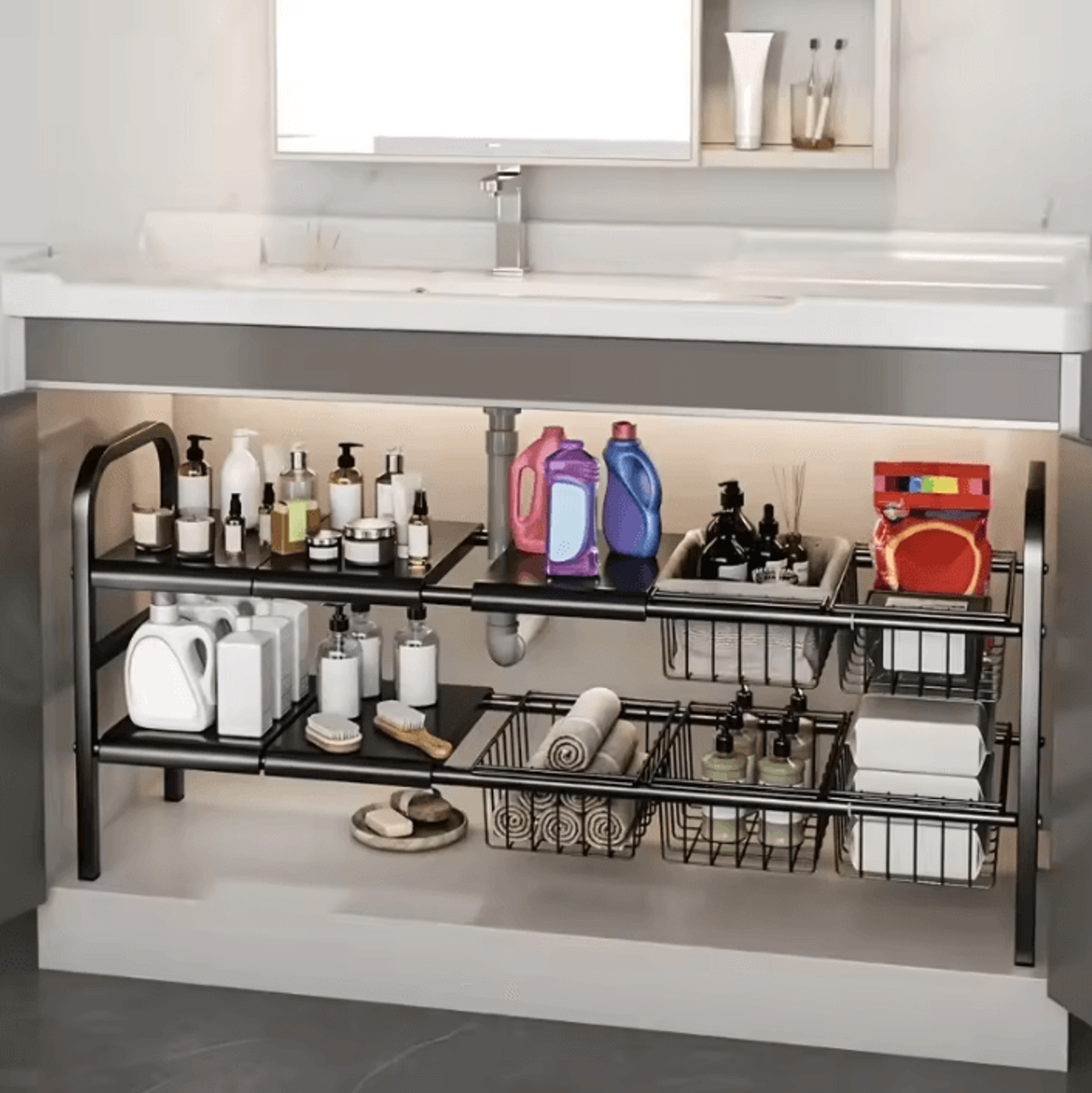 flexispace expandable under-sink storage organizer