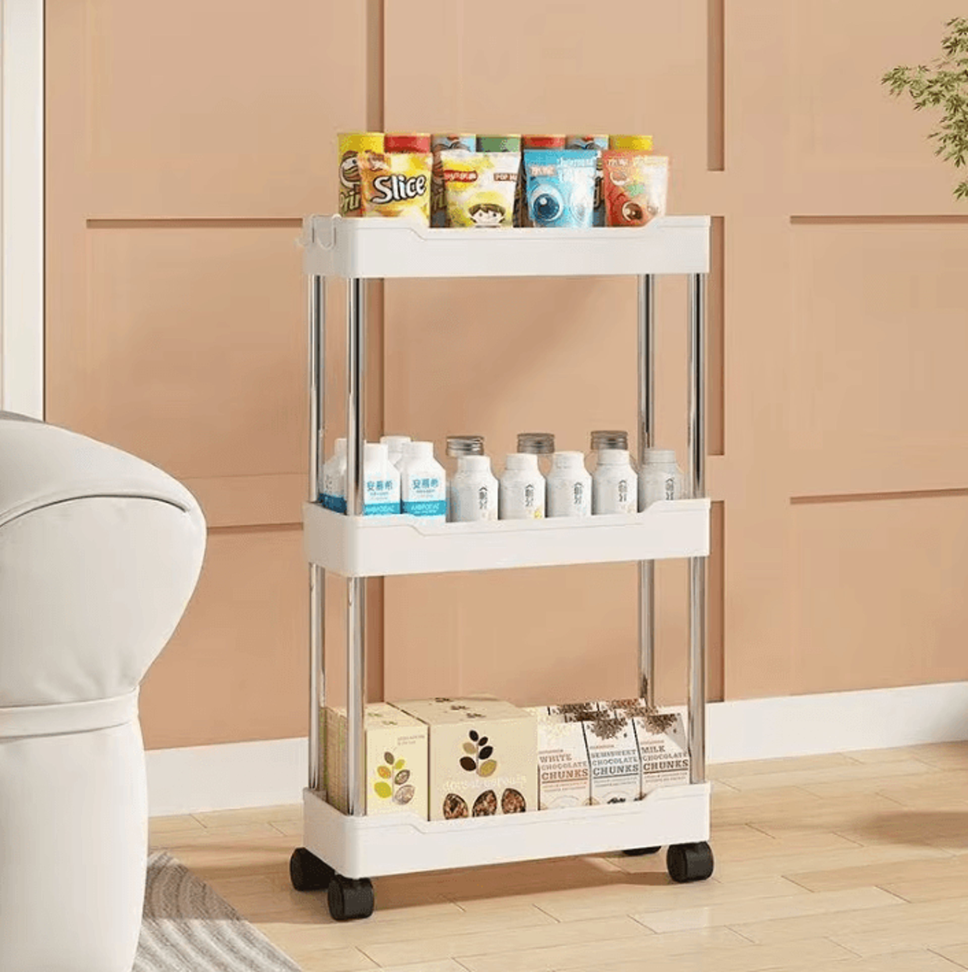 rollease 3-tier mobile storage cart organizer