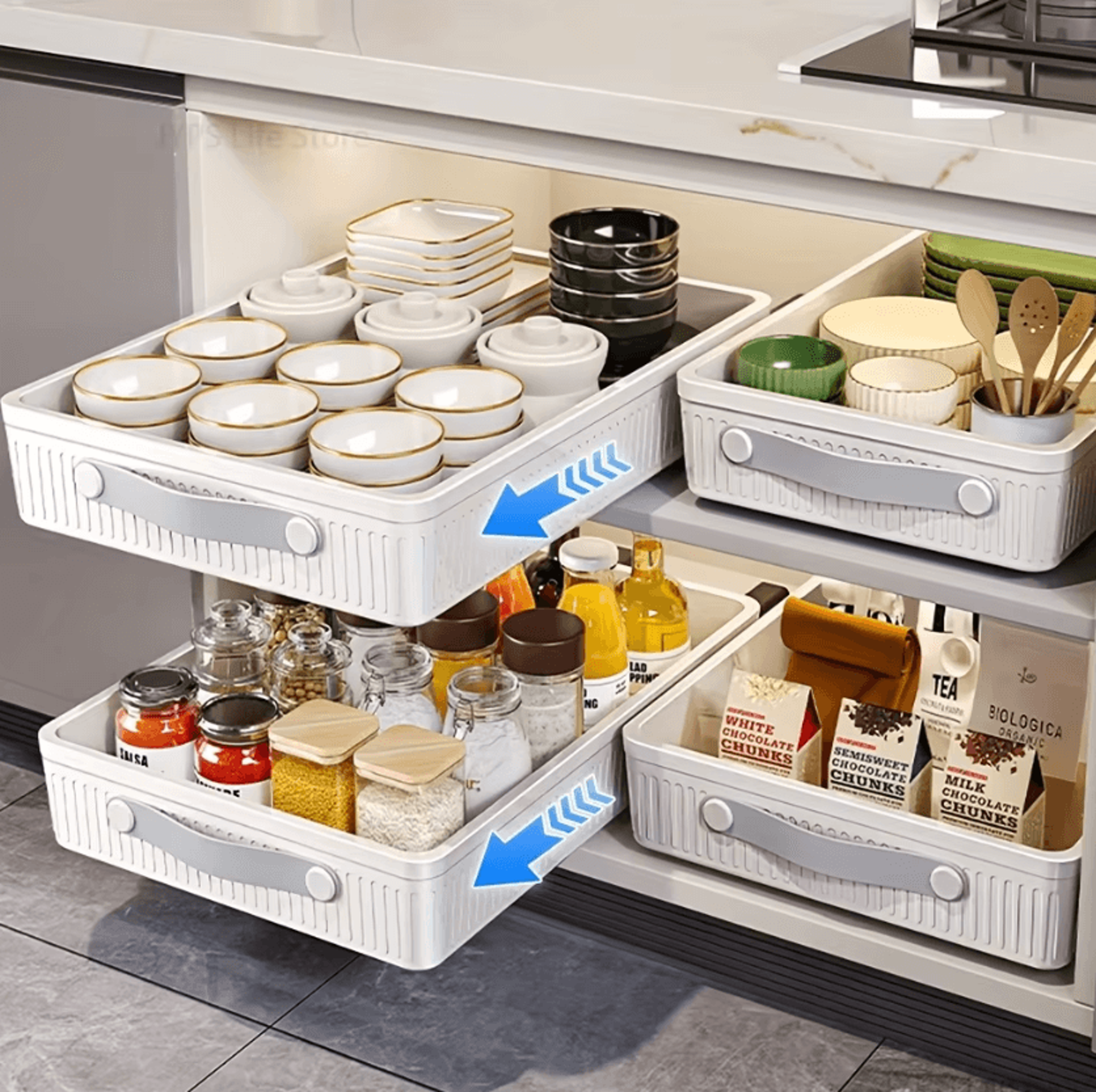 slideease pull-out cabinet storage organizer
