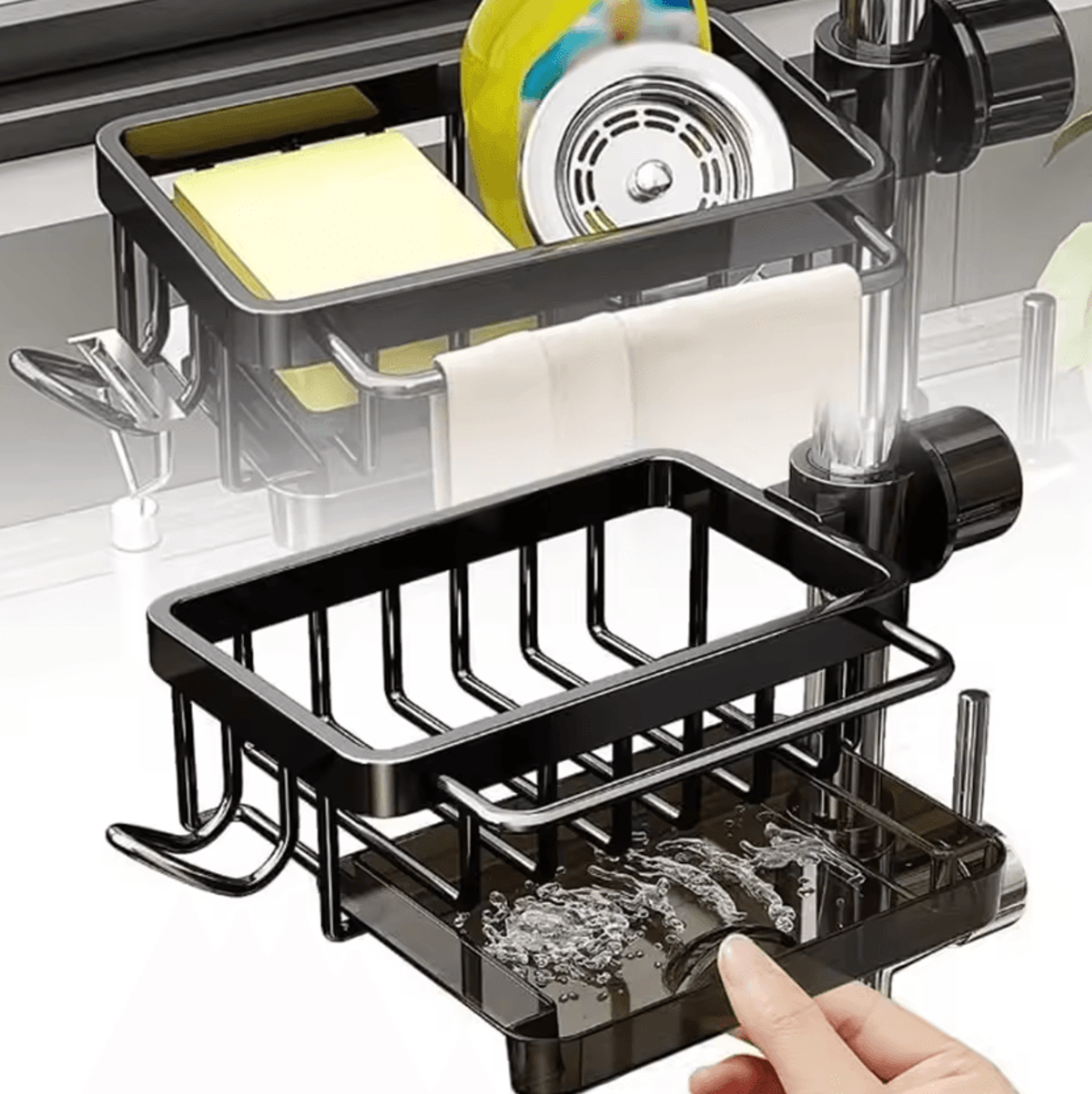 sinkflow adjustable faucet organizer caddy