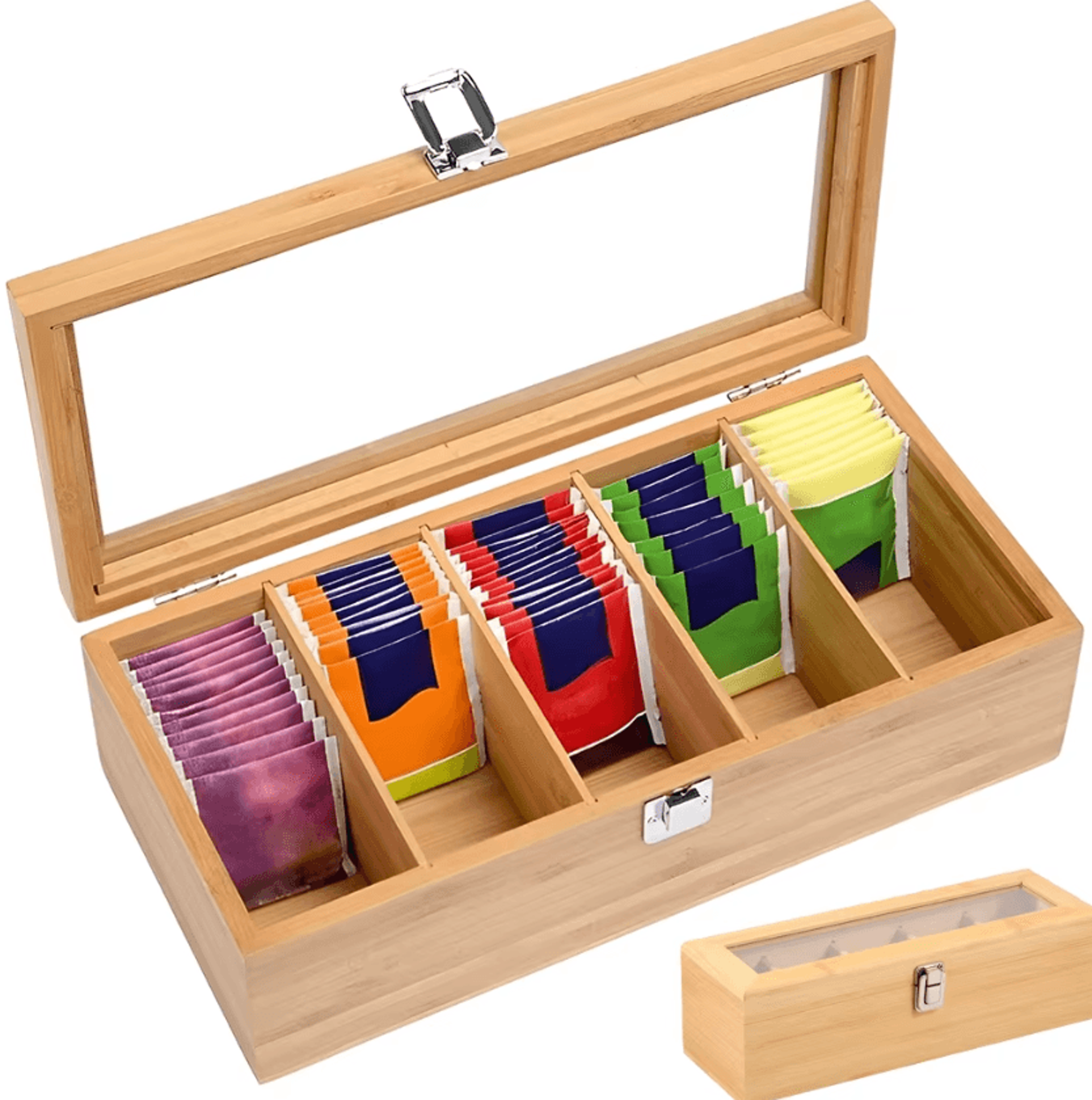 bambooleaf tea bag organizer storage box