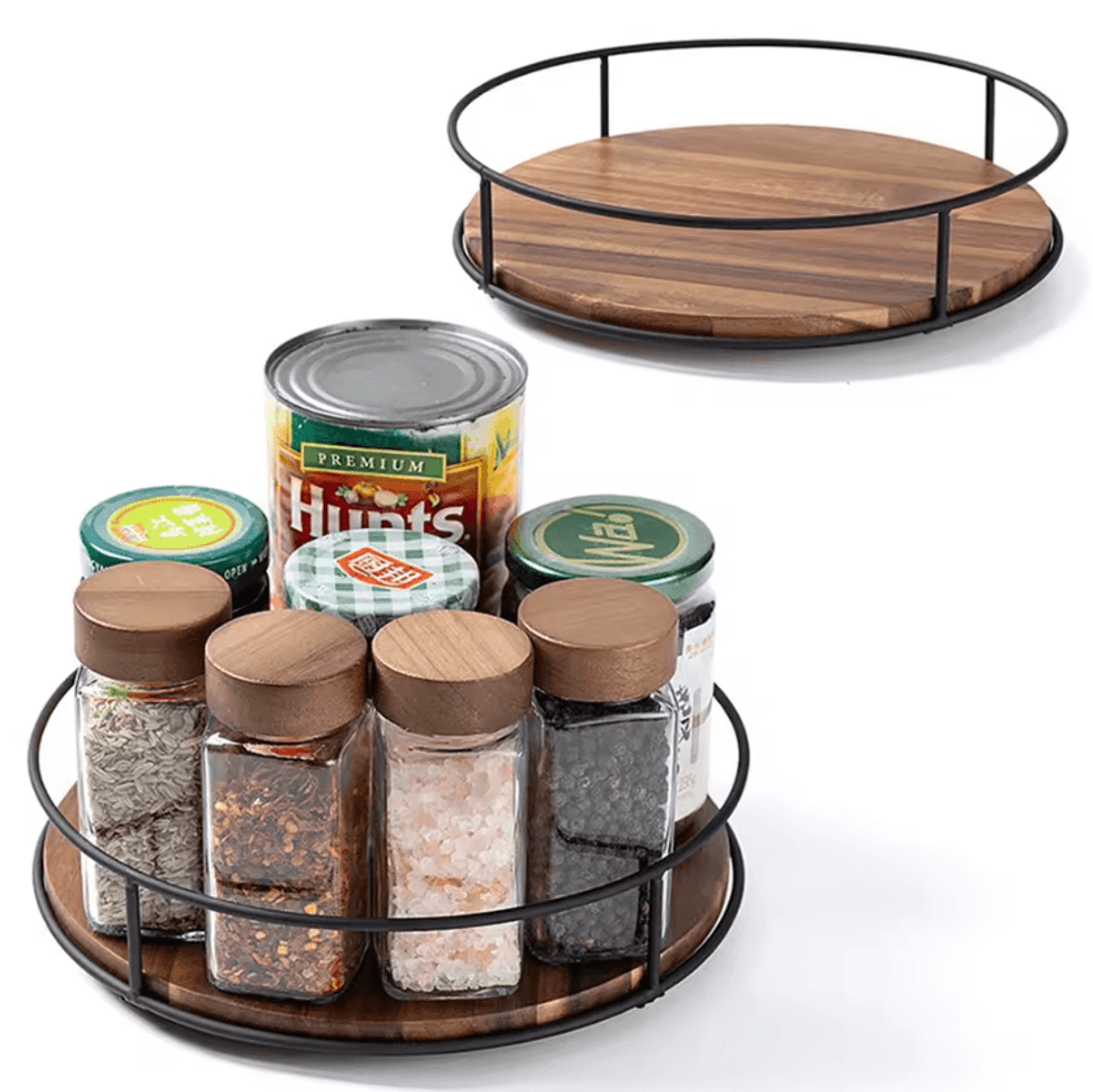 acaciaspin wooden lazy susan organizer tray