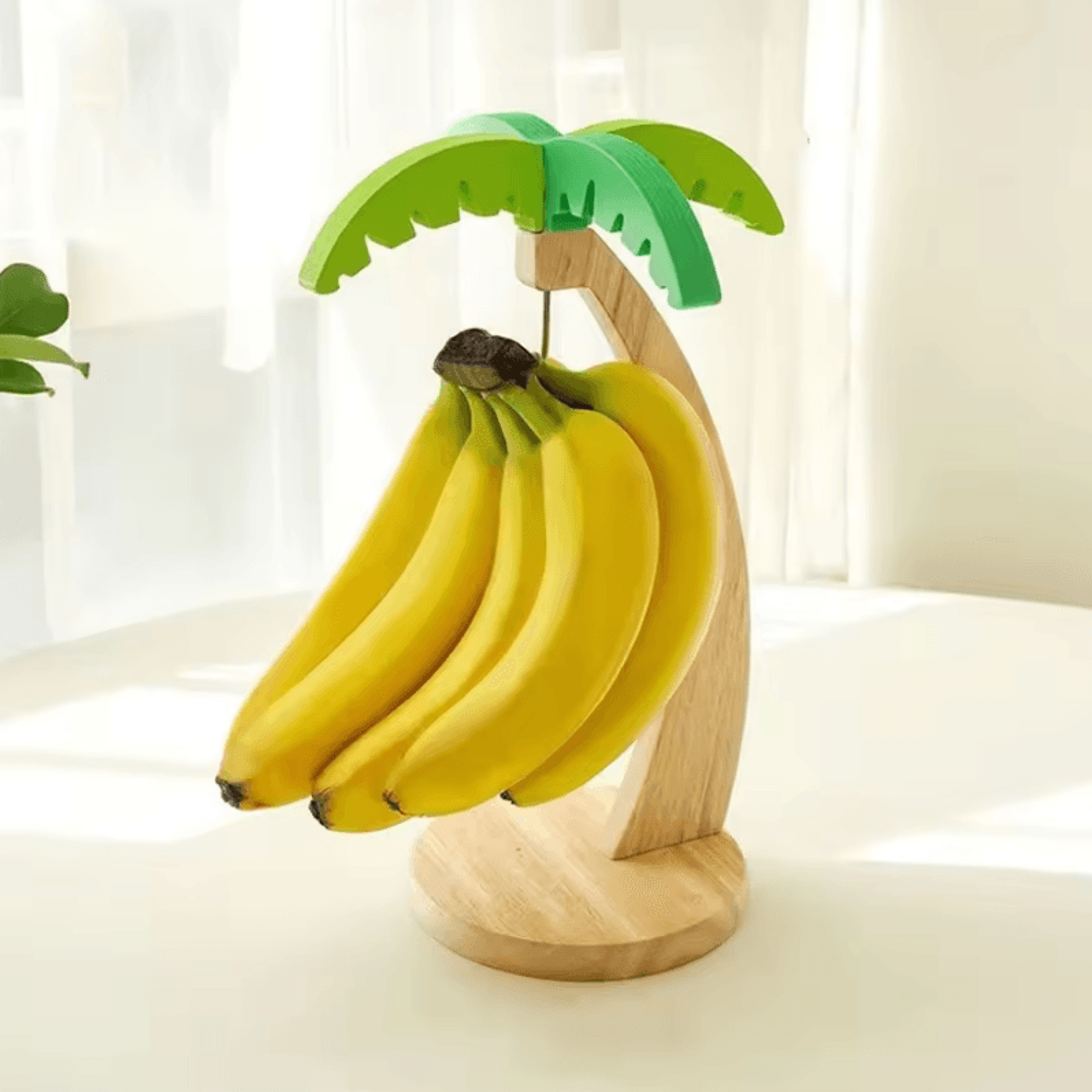 leafnest wooden banana hanging fruit stand