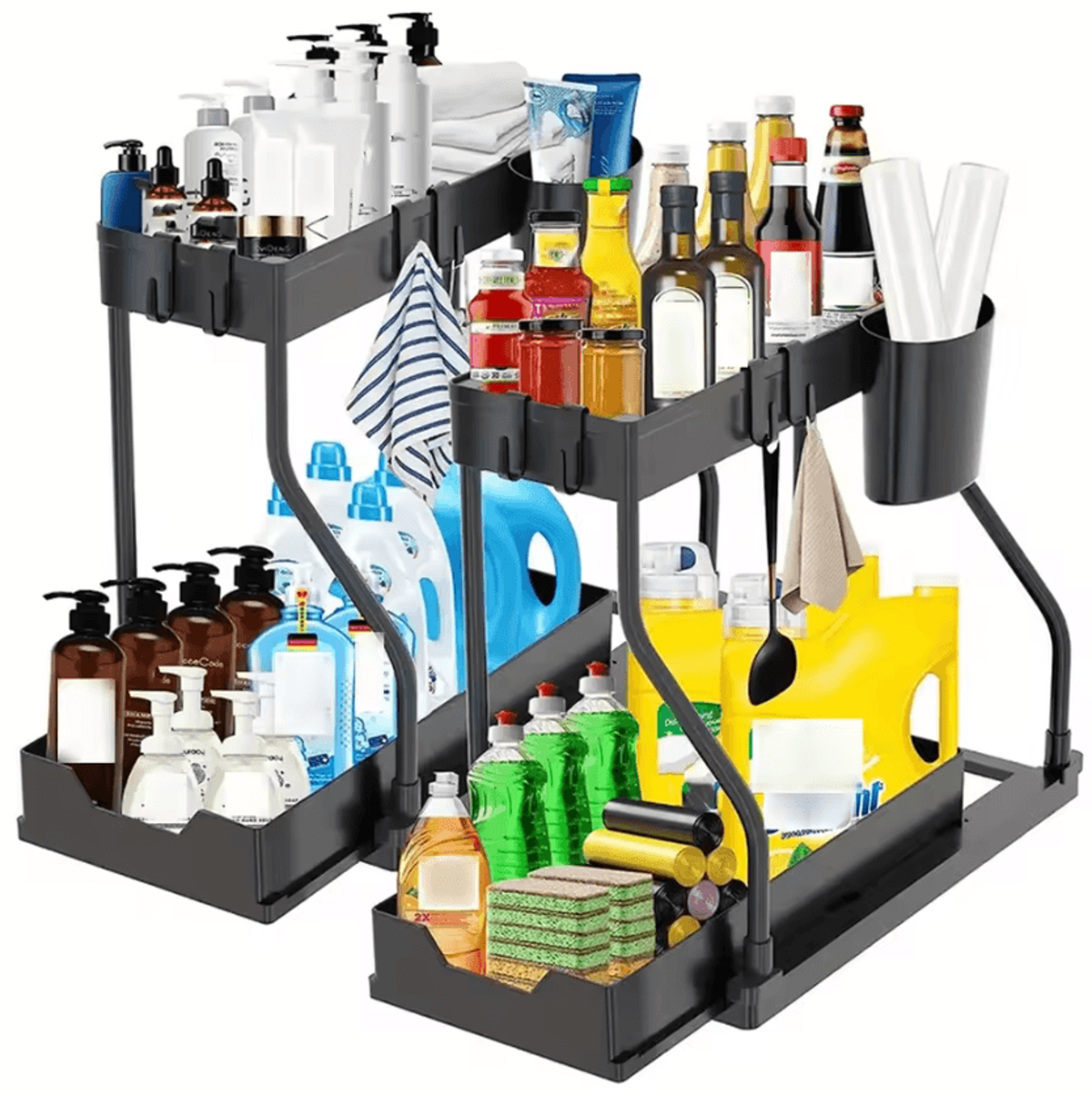 slidemax double-layer pull-out storage organizer