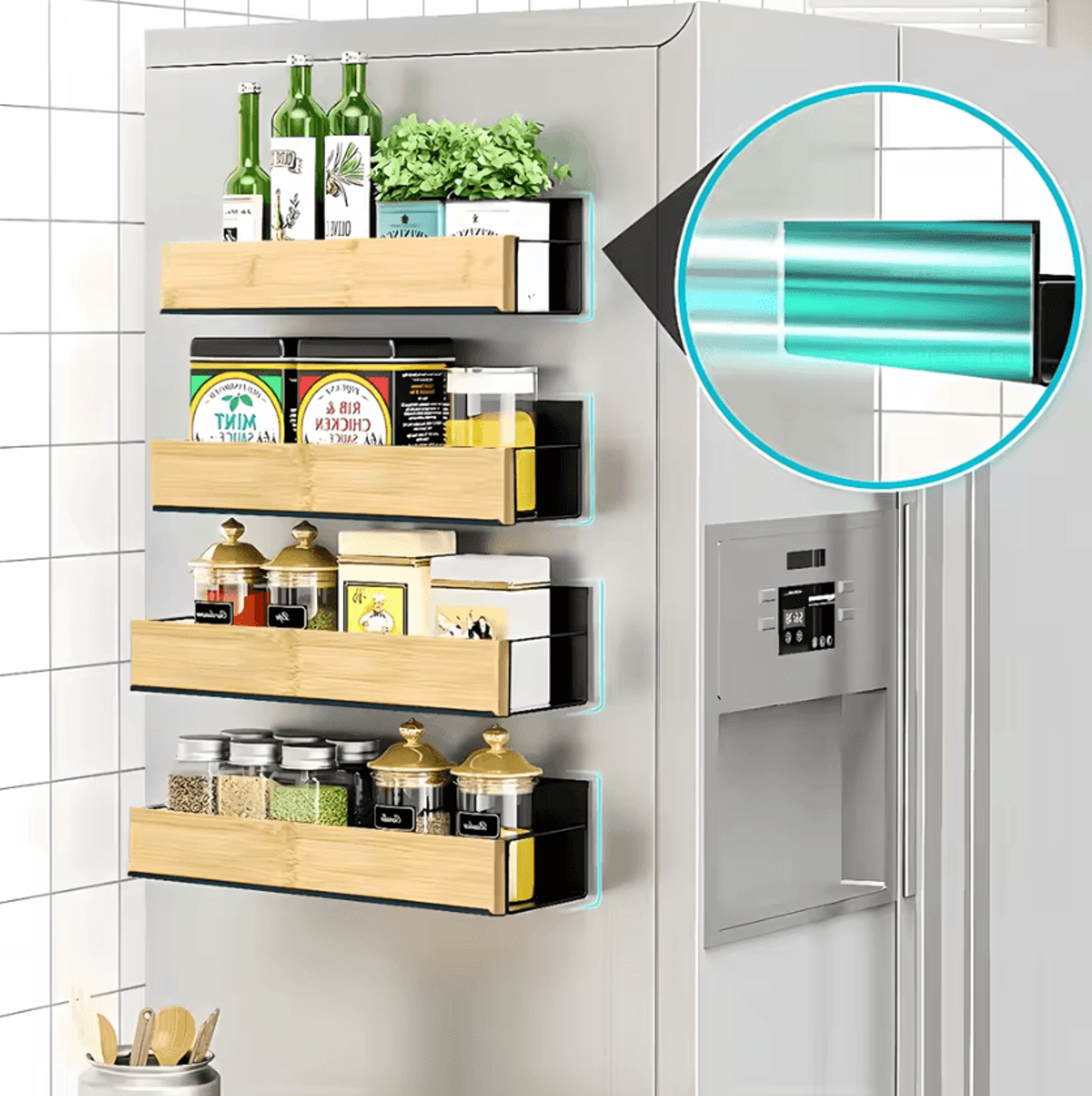 magnishelf refrigerator spice storage rack