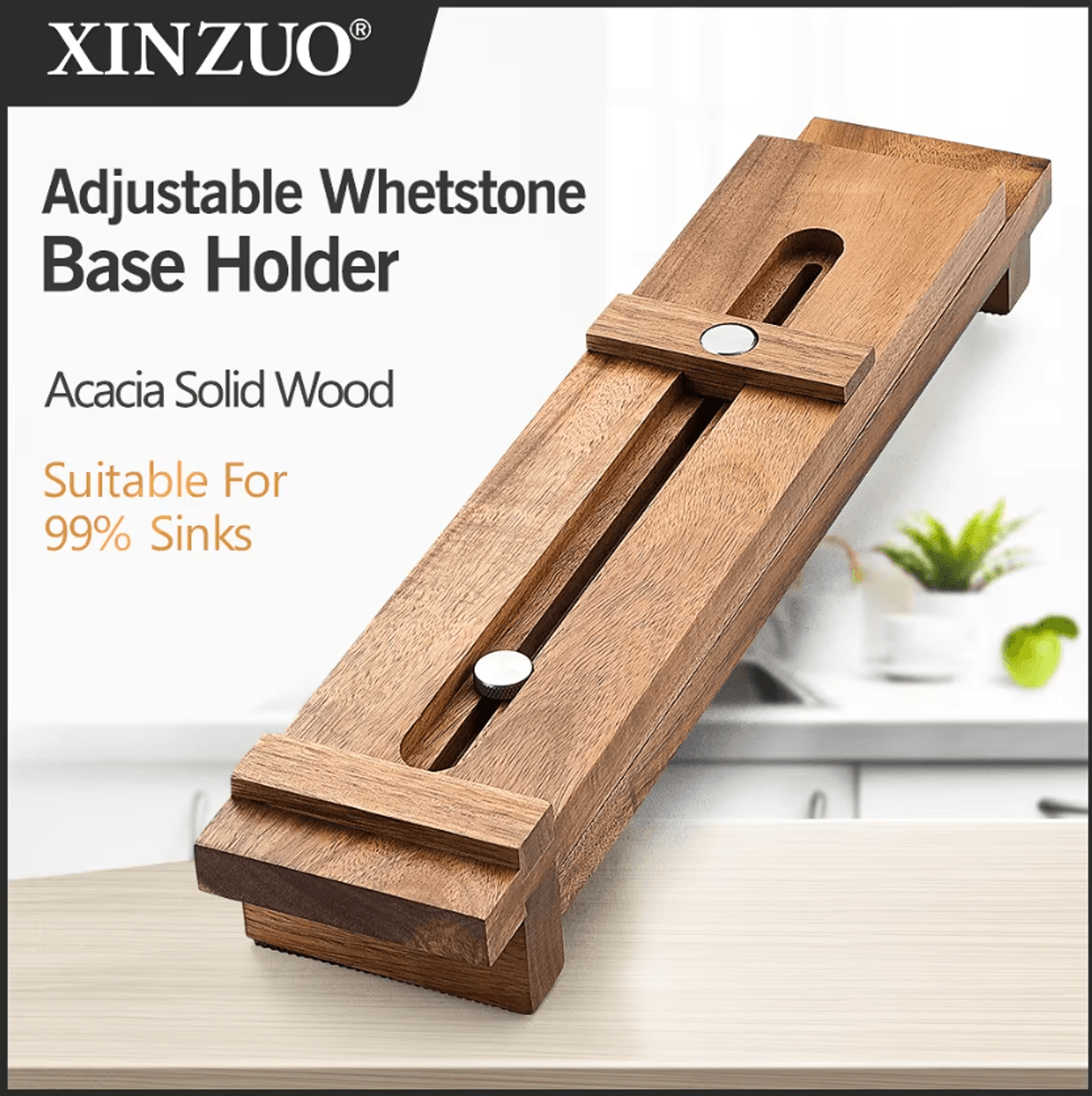 xinzuo acacia wood adjustable whetstone holder