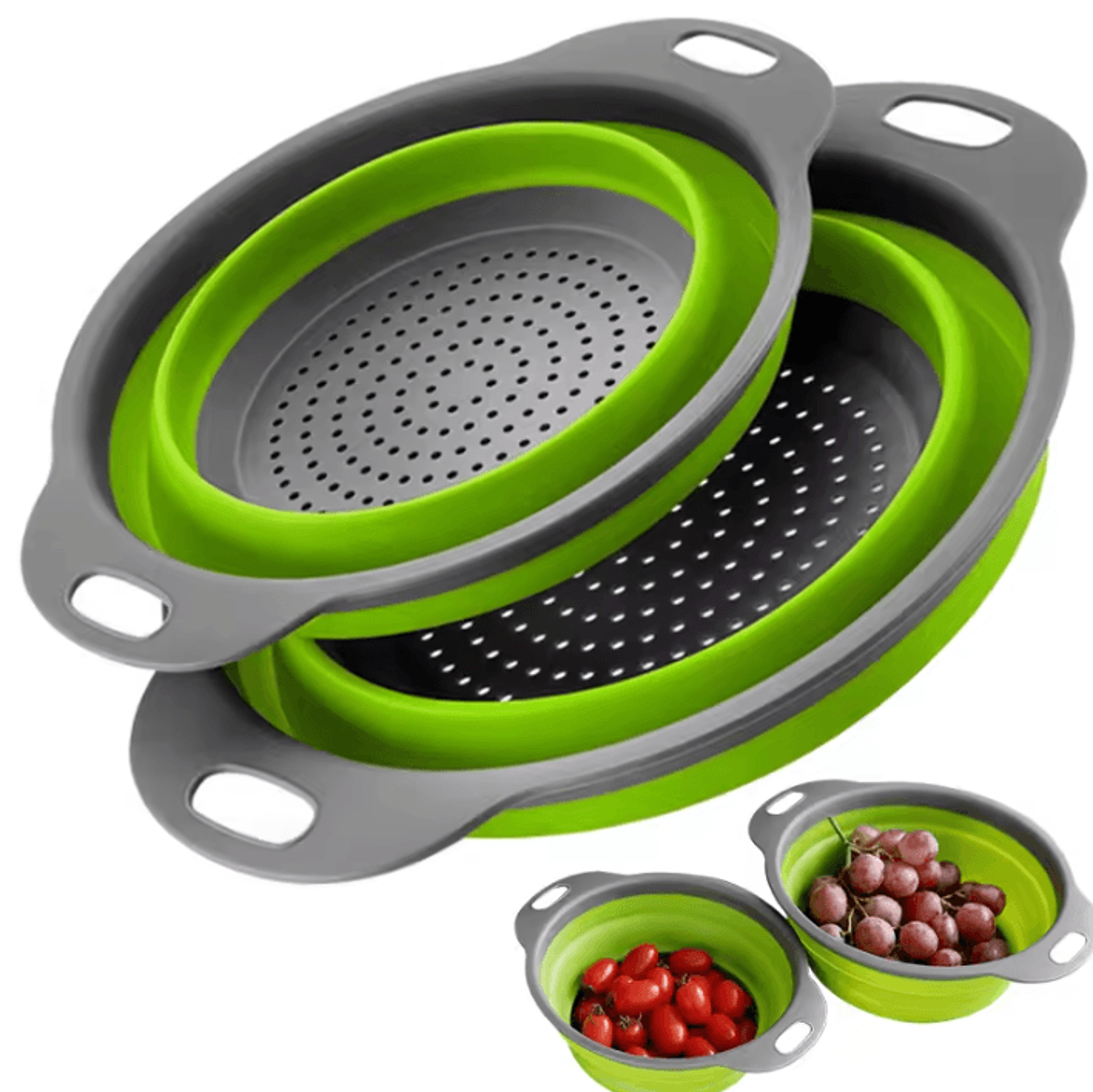 flexdrain collapsible silicone colander basket