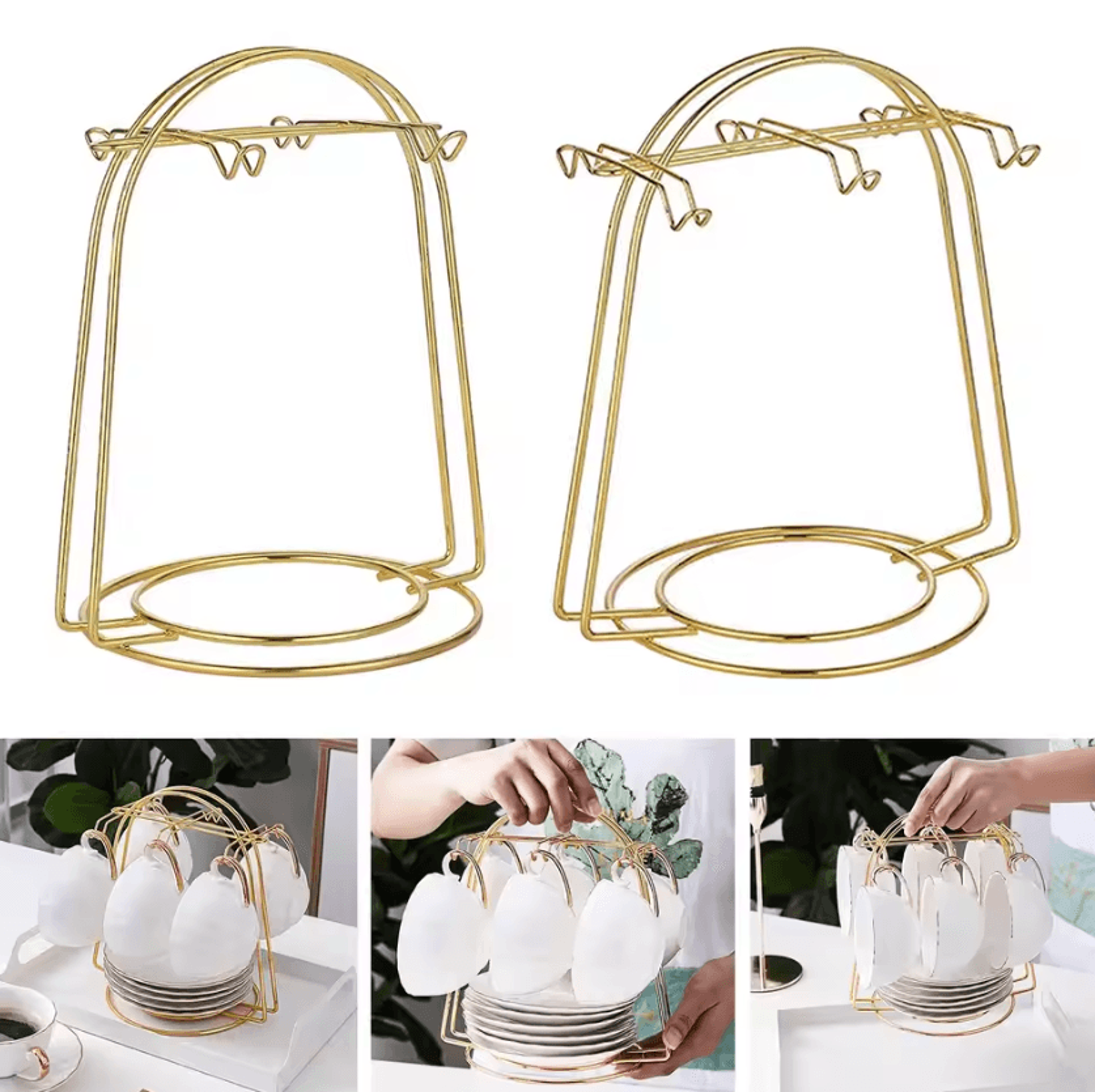 regalcup golden tea cup & saucer display rack