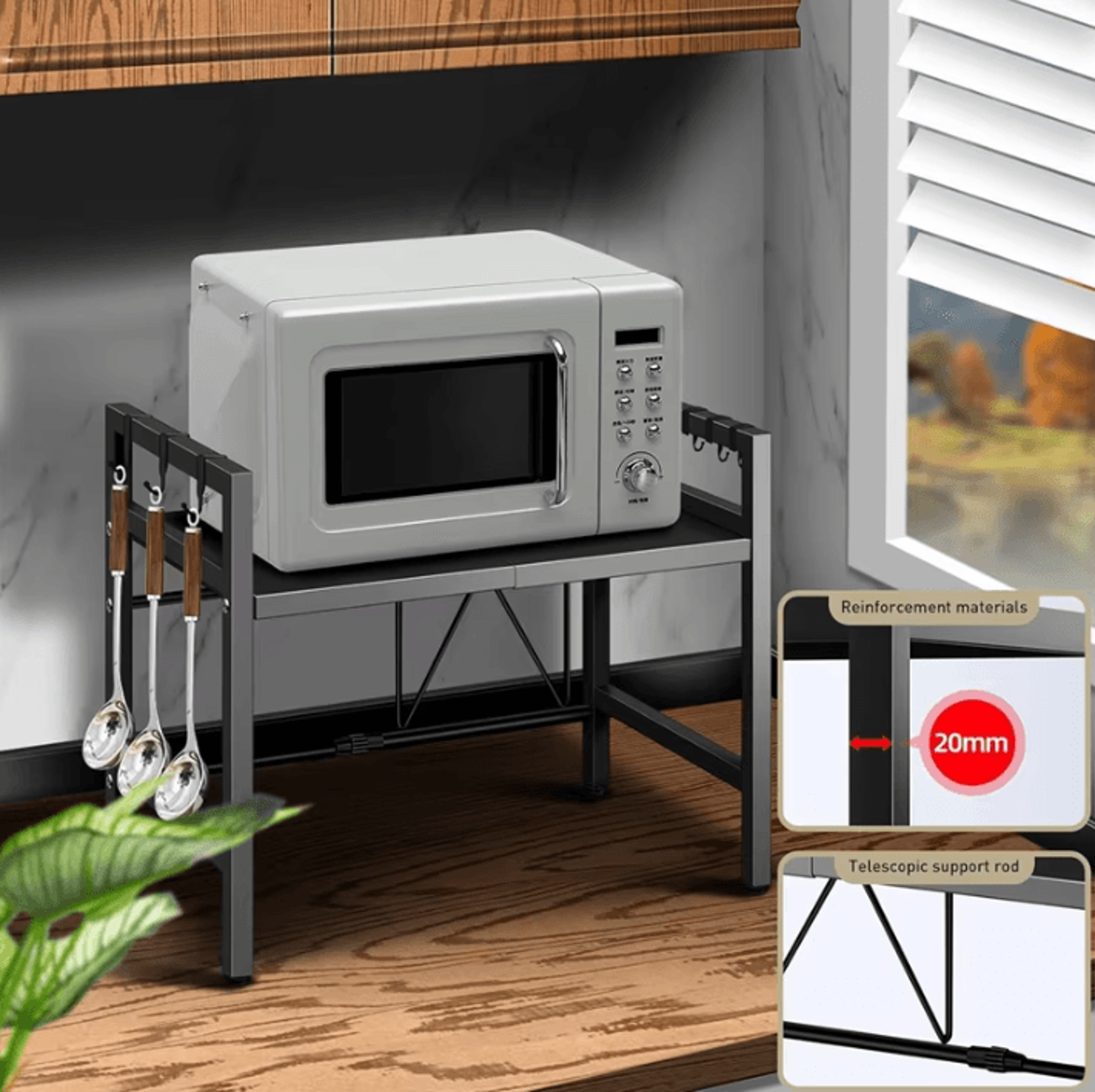 powerstack adjustable microwave storage shelf