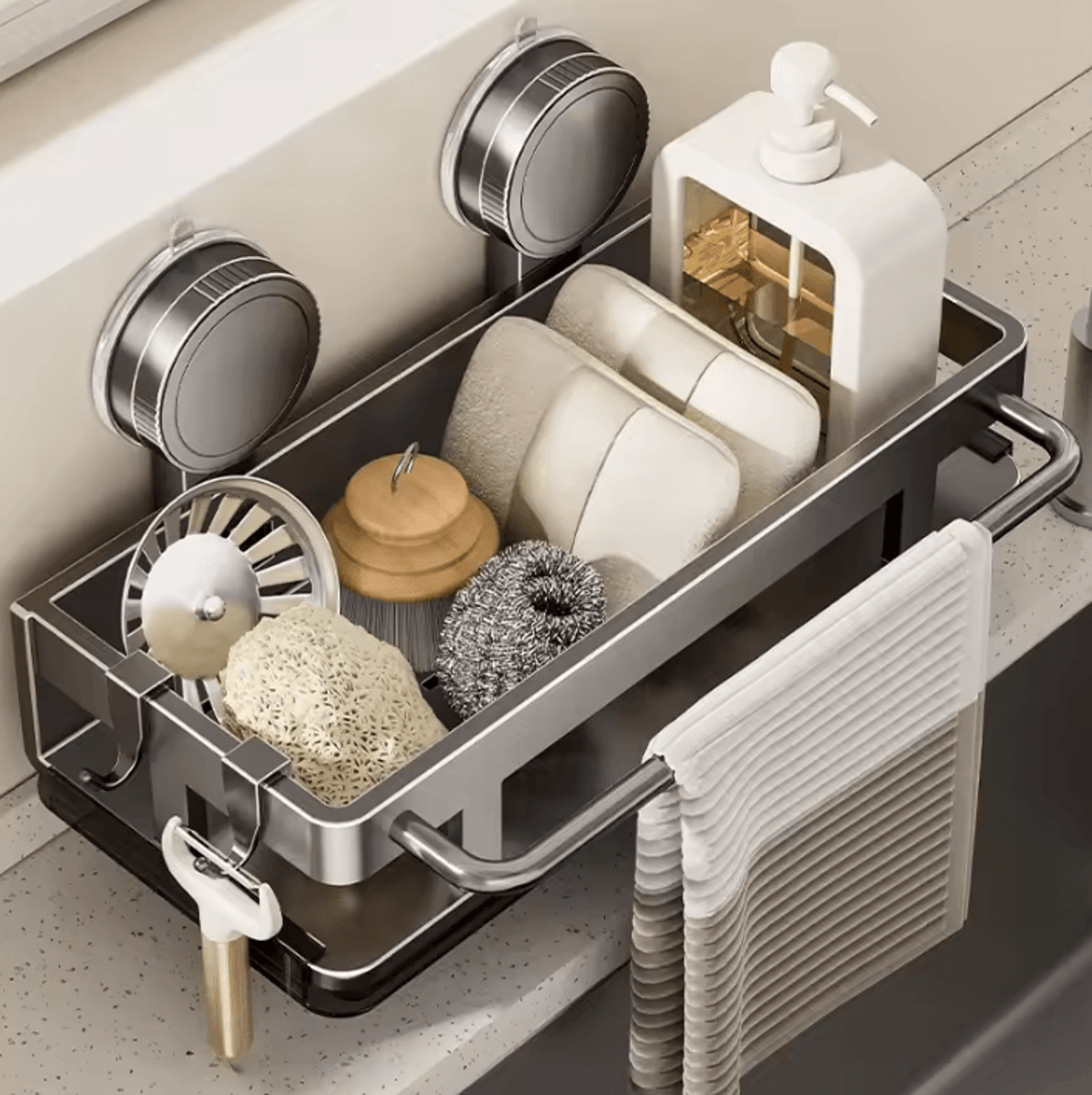 wall-mounted suction cup storage shelf for kitchen & bathroom organization