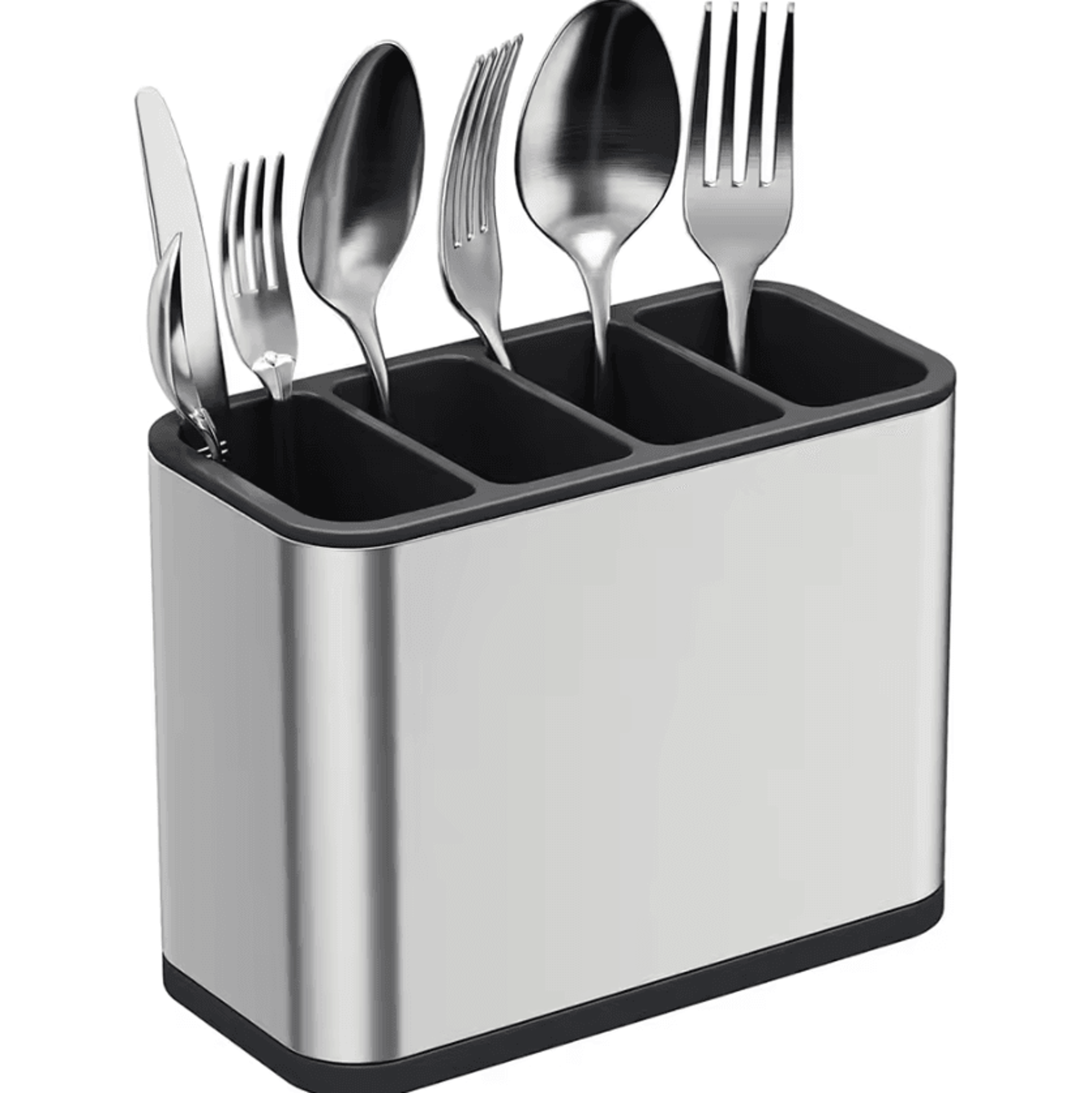 stainless steel 4-compartment silverware caddy & utensil drying organizer