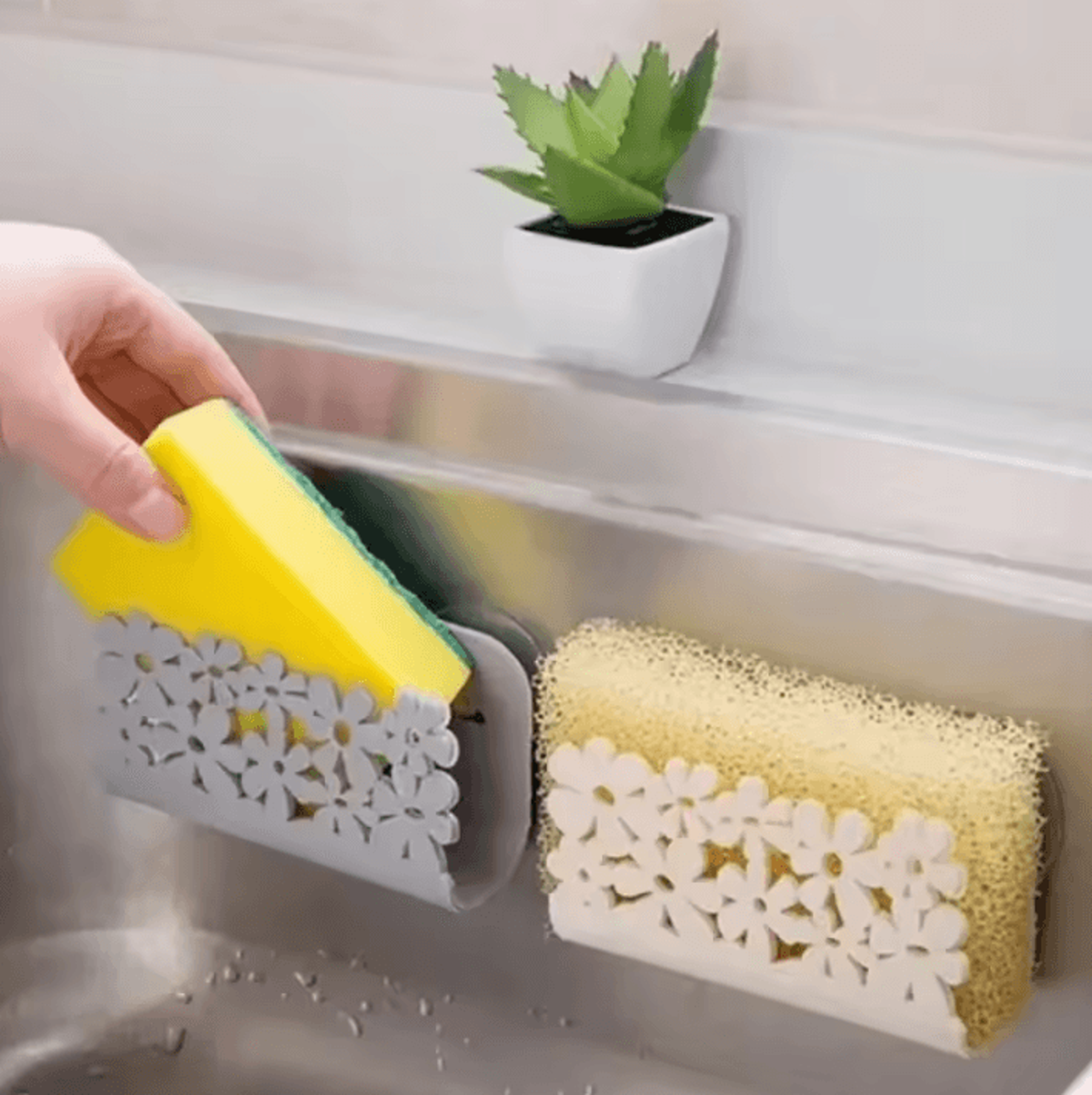 clip-on dish cloth & sponge holder rack for kitchen & bathroom organization