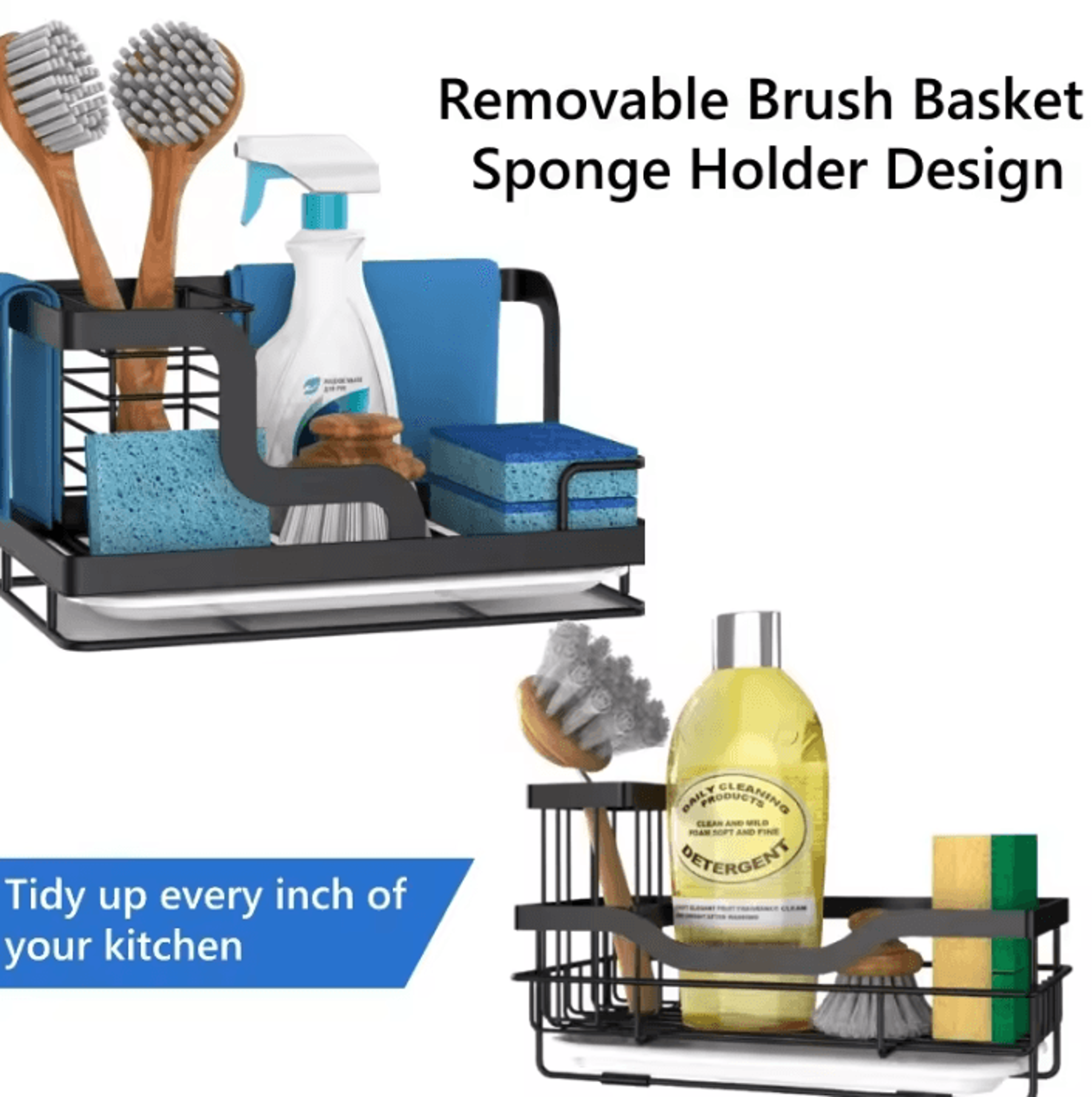 stainless steel cleaning tool holder & drain rack organizer