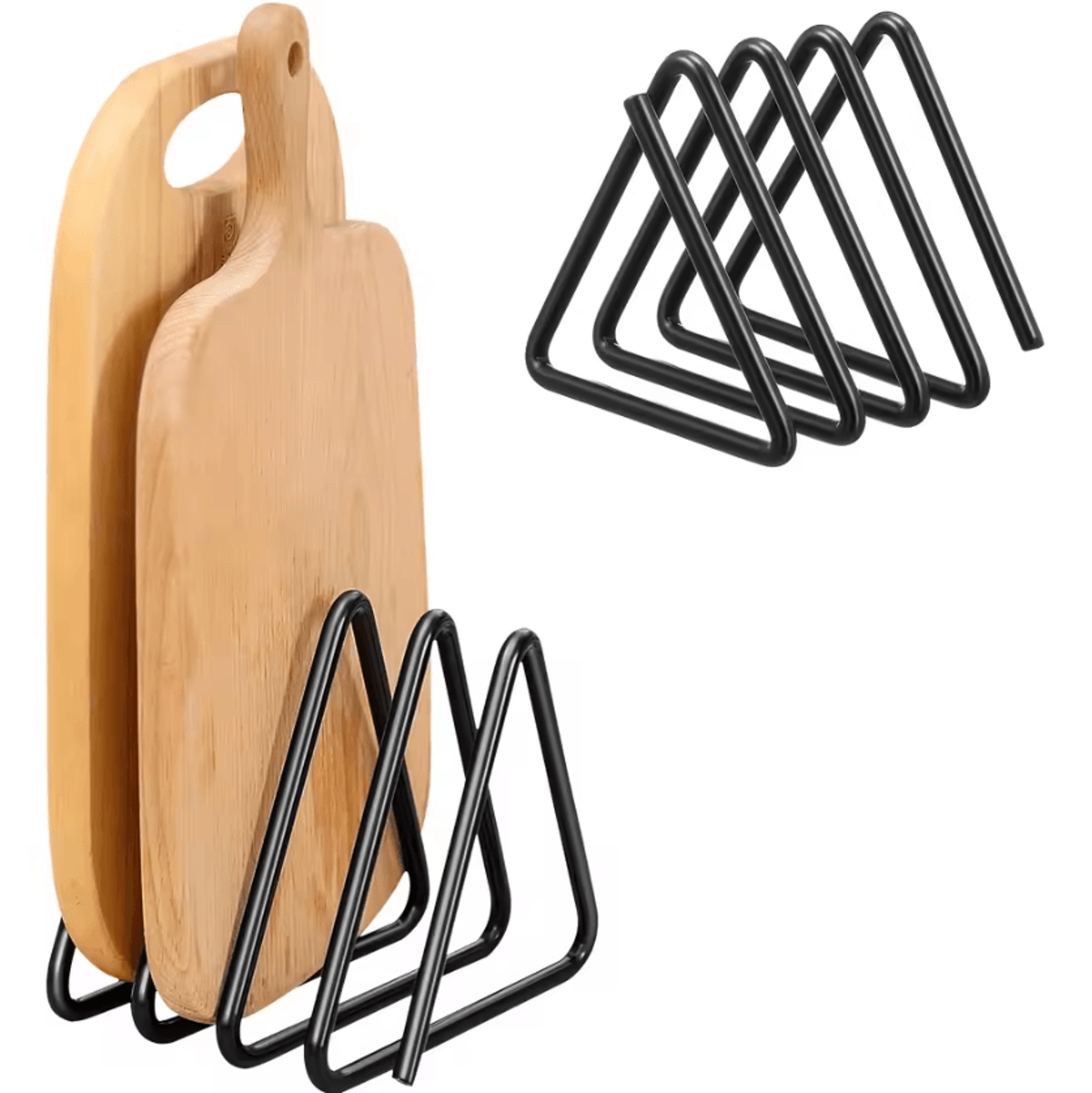 4-slot metal cutting board organizer rack for kitchen countertops