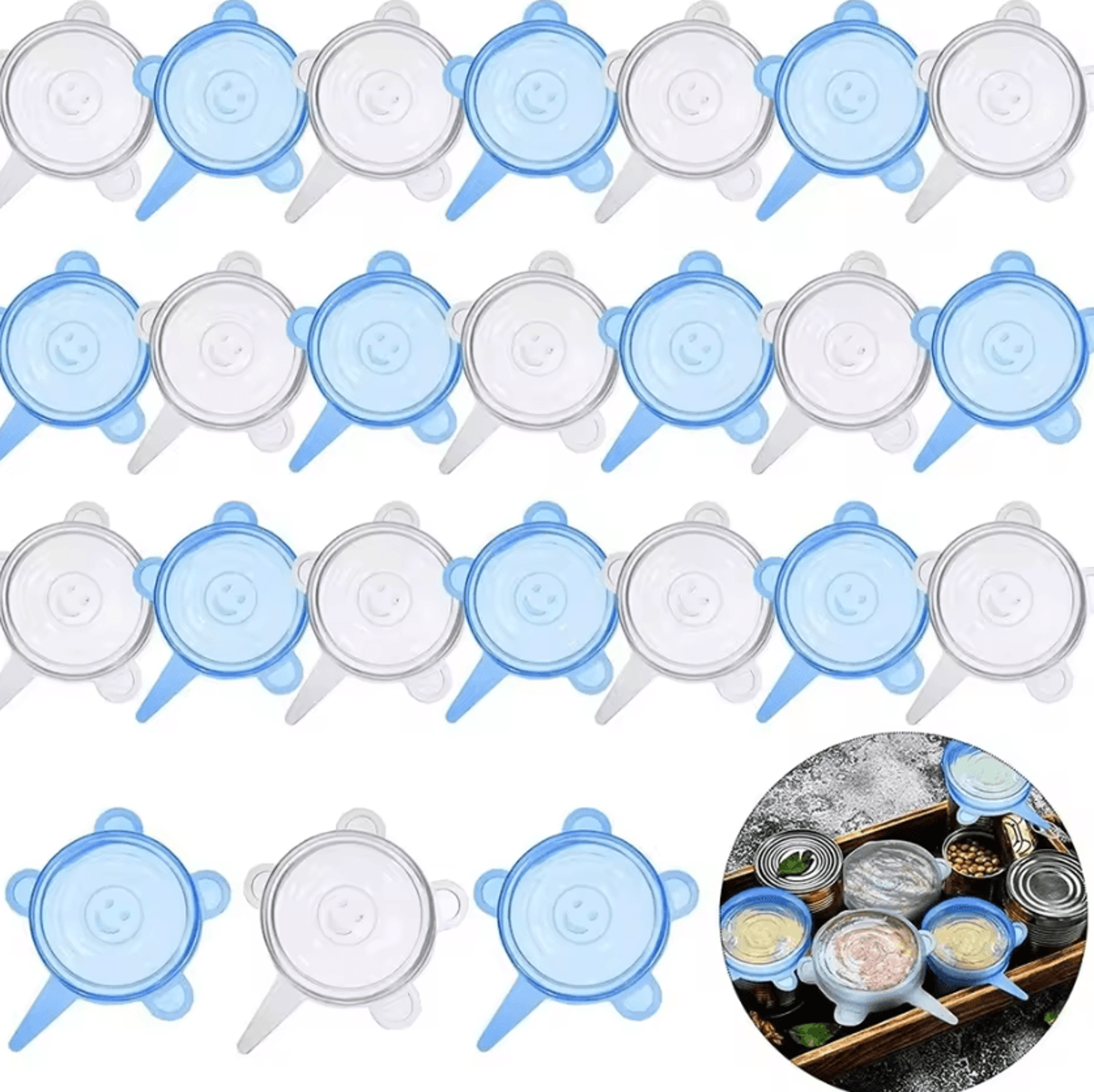 20-pack reusable silicone stretch jar lids for food & fresh produce storage