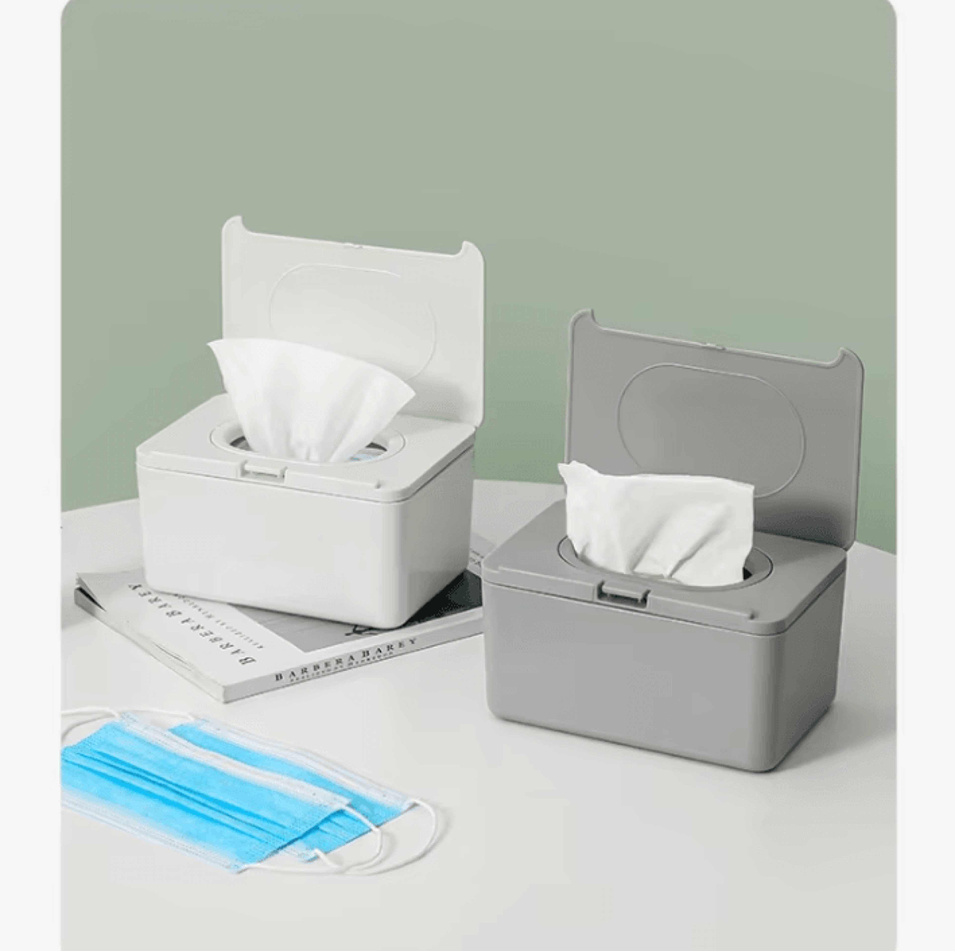automatic flip-top wet wipes & tissue storage box organizer