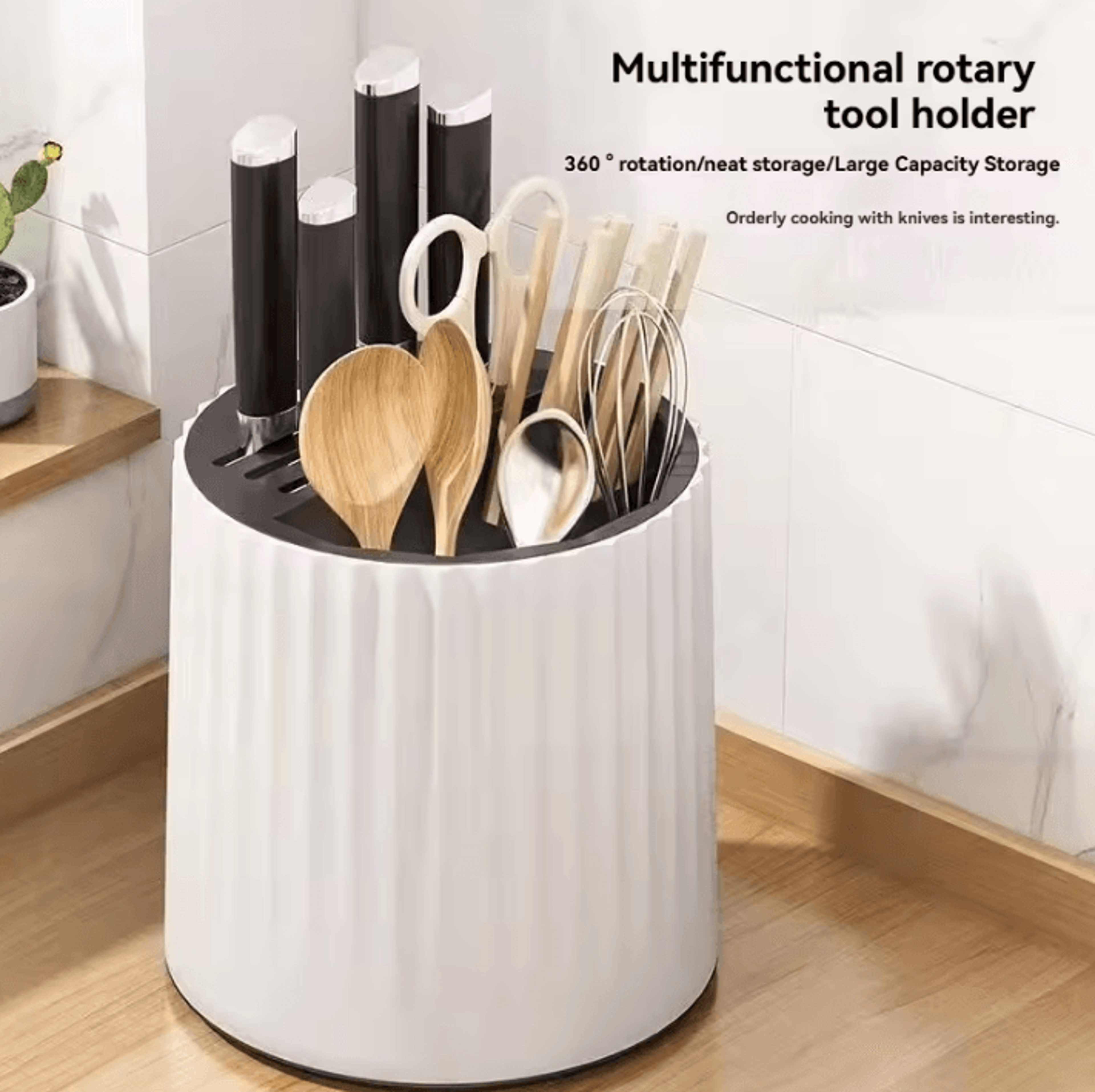 360 rotating knife holder & multifunctional kitchen utensil organizer