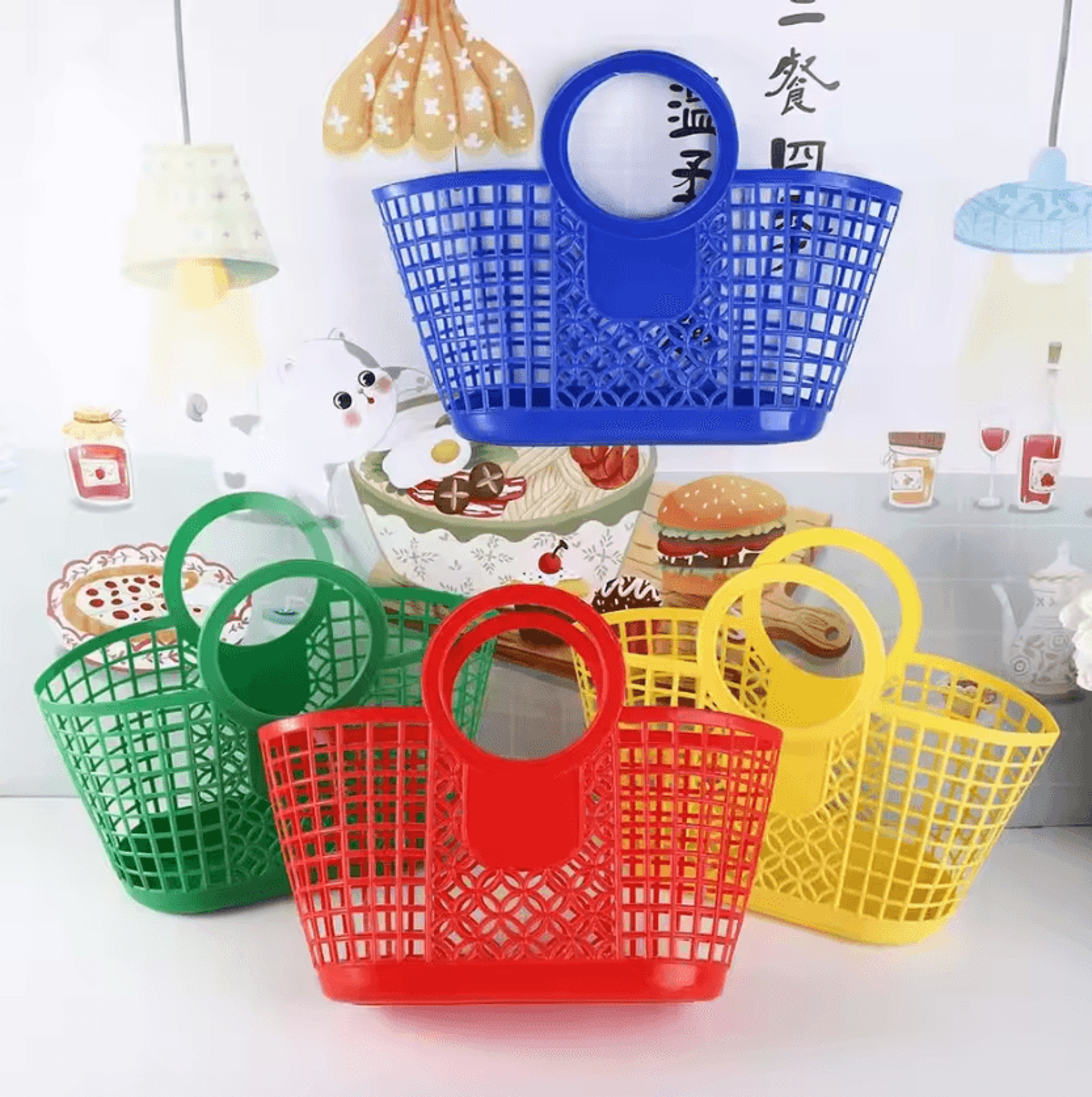 portable hollow storage basket for fruits, vegetables, toys & household organization