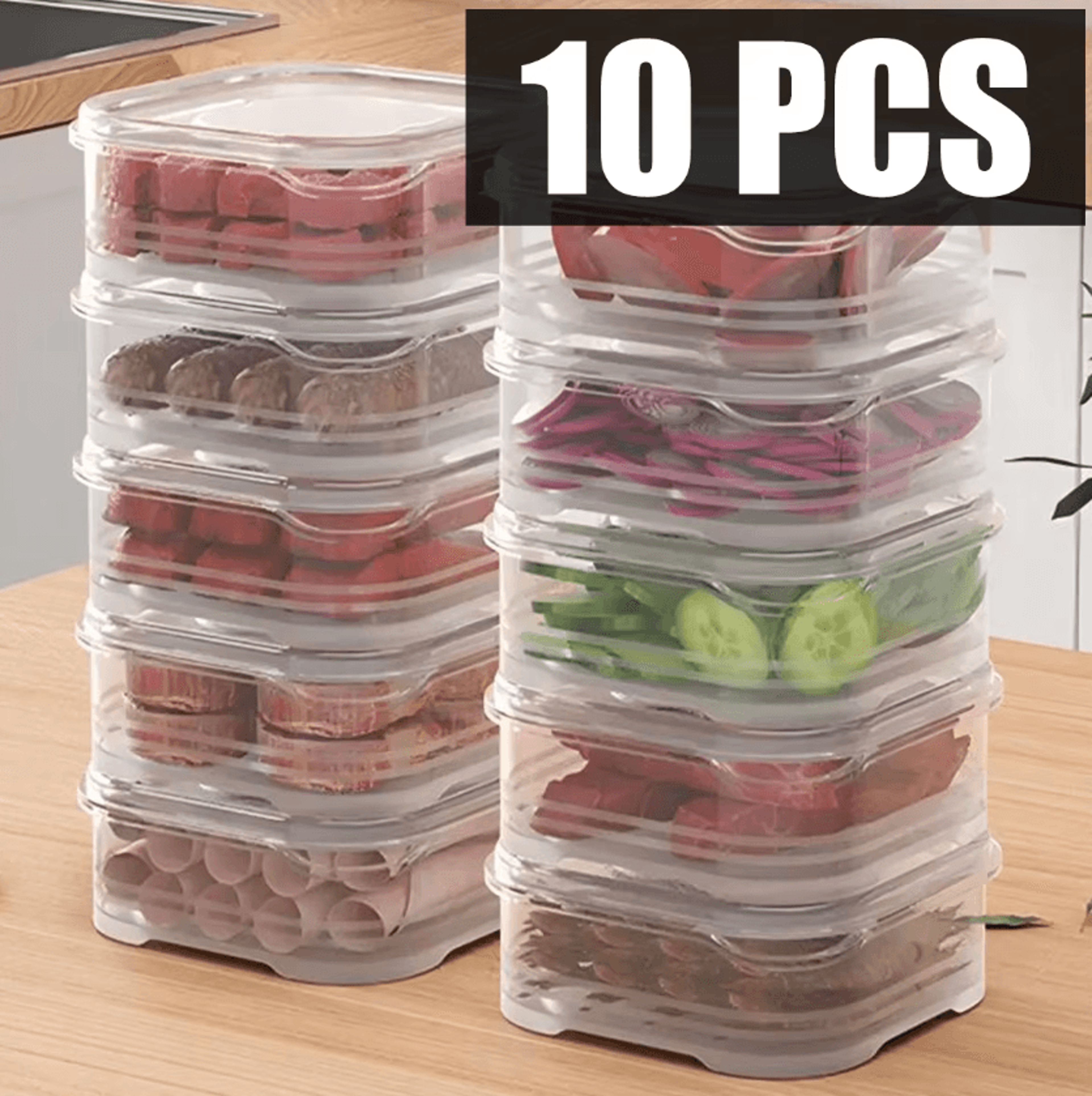 10-piece fresh-keeping refrigerator storage box set for kitchen organization