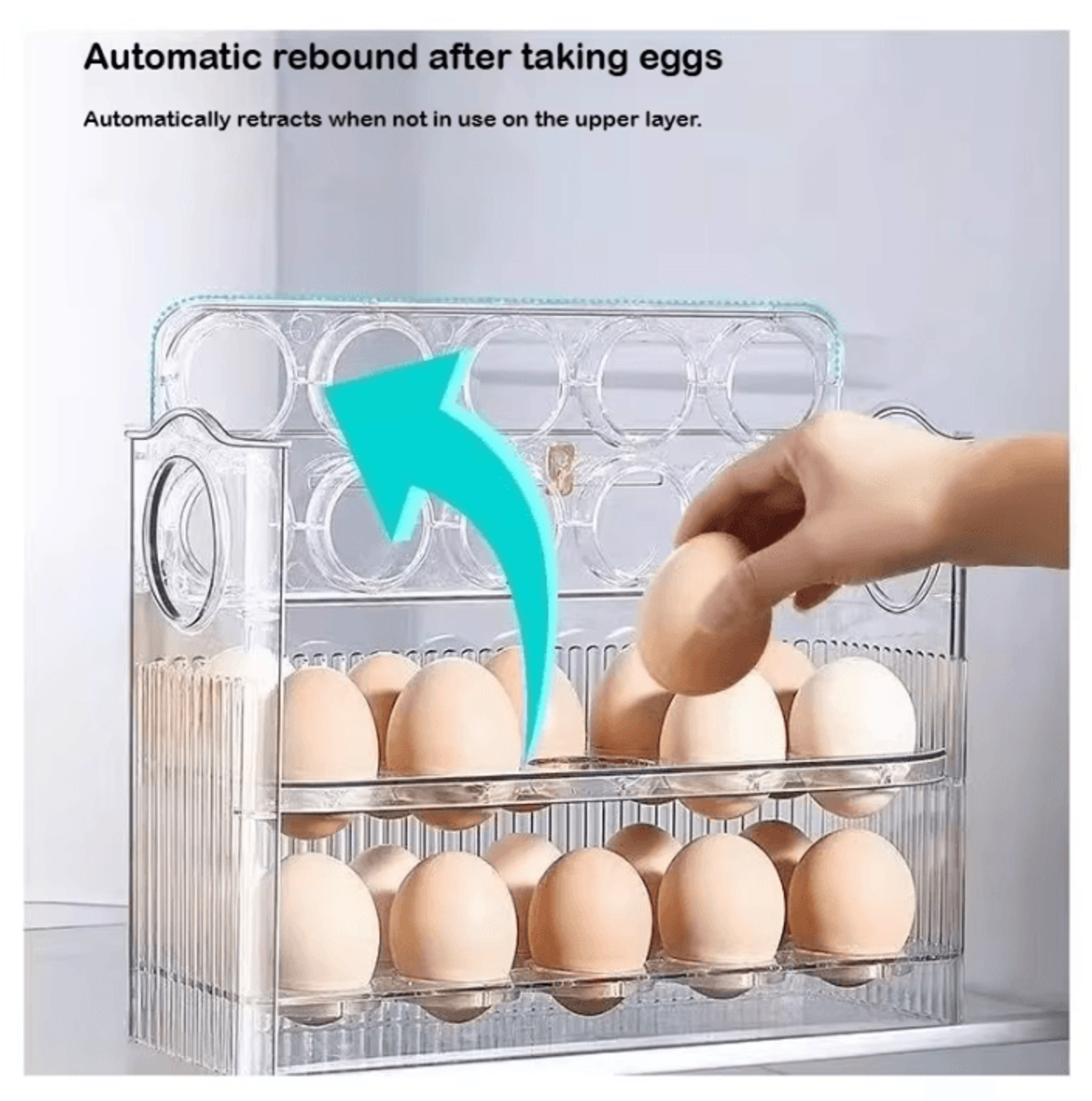 automatic rebound egg storage box for refrigerator side door organization
