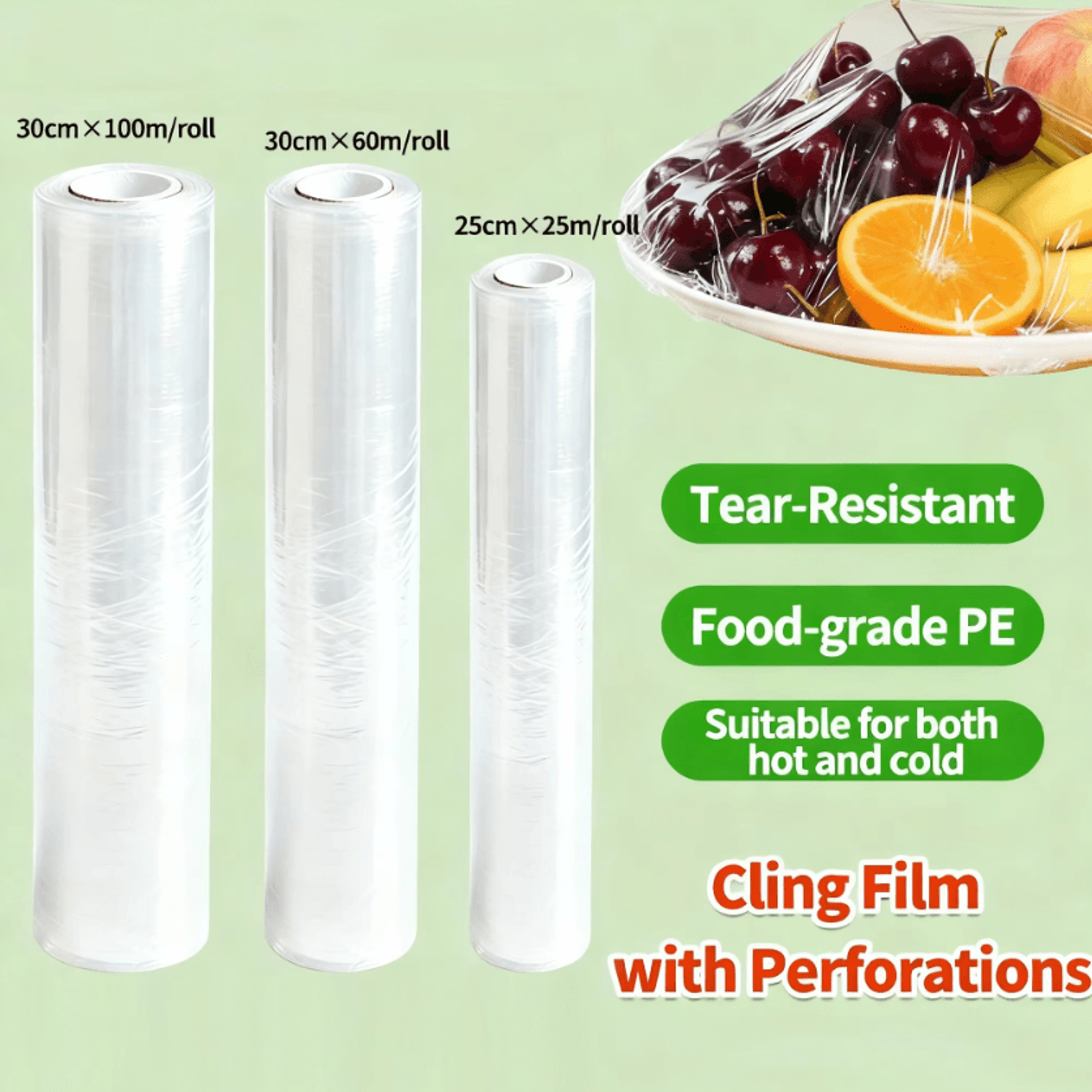 microwavable pe cling film food wrap roll for fresh food storage