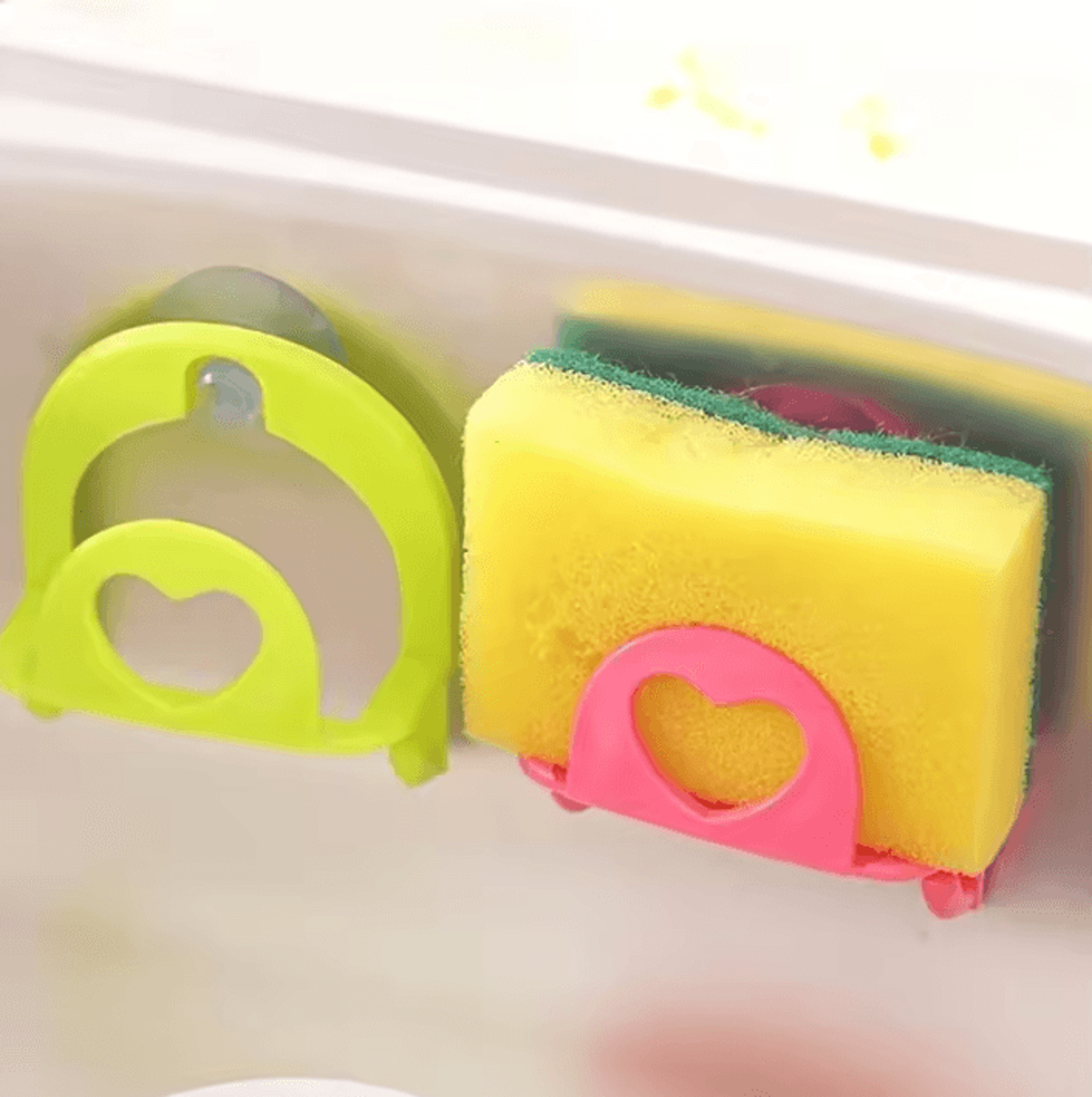 suction cup sponge & dish cloth holder set with hooks (2-pack)