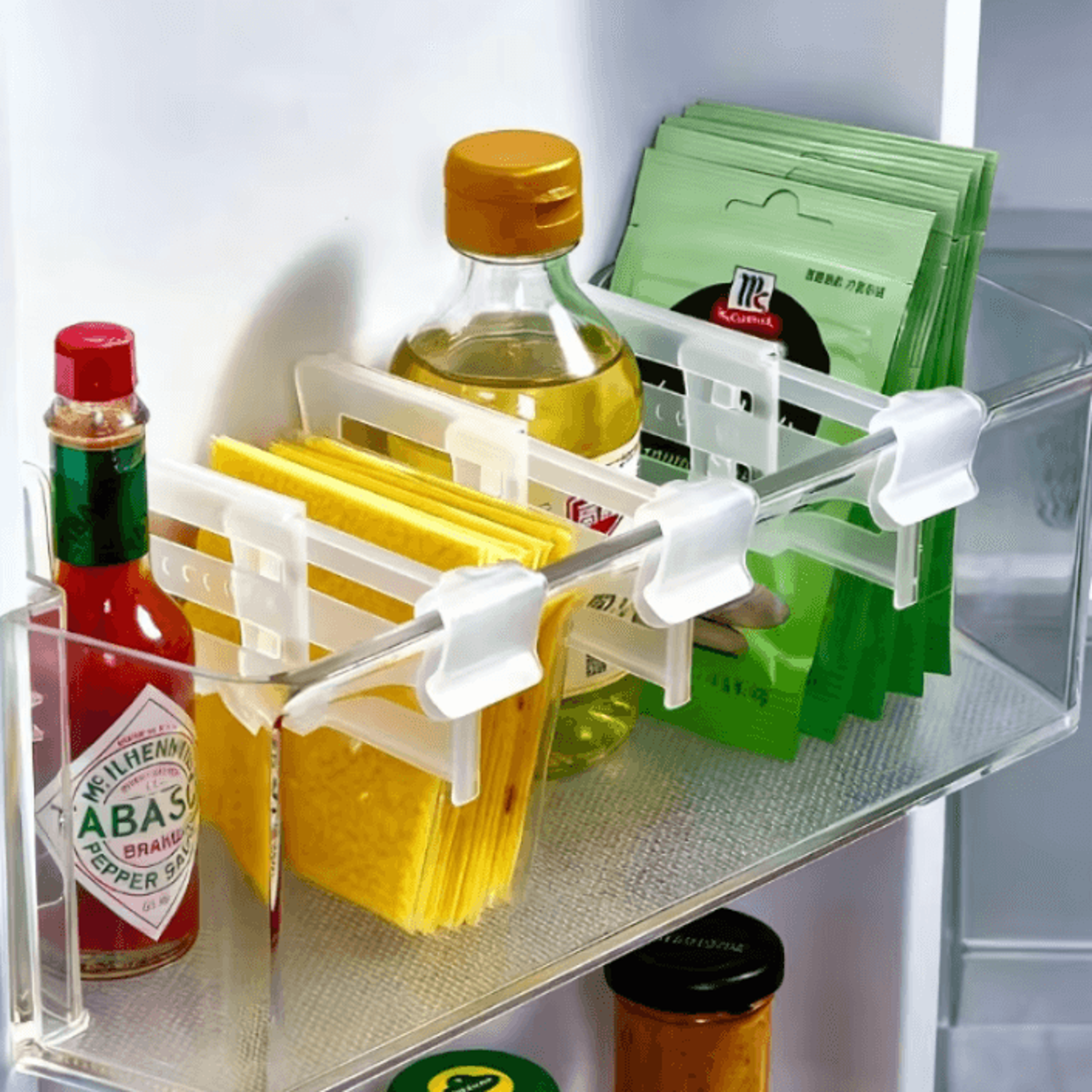 adjustable refrigerator space divider & drink organizer set