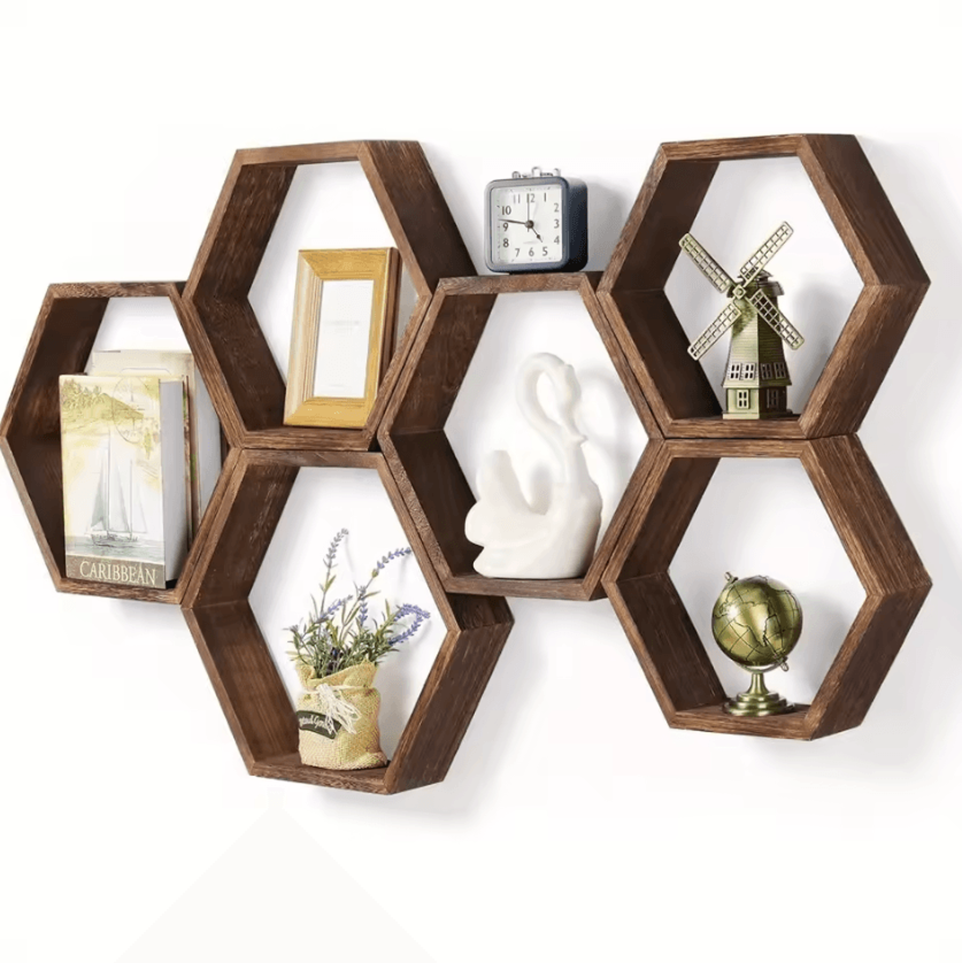 hexagon floating wall shelf set